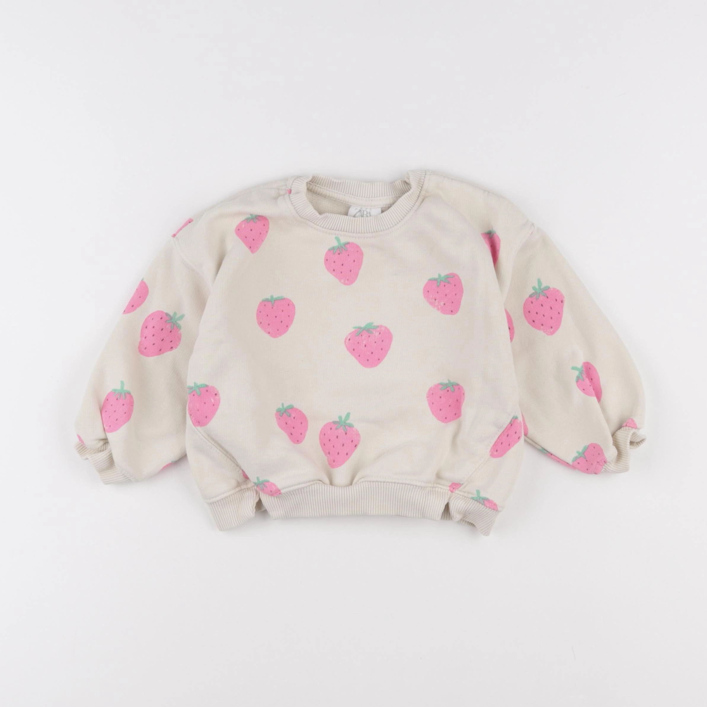 Zara - sweat beige, rose - 18/24 mois