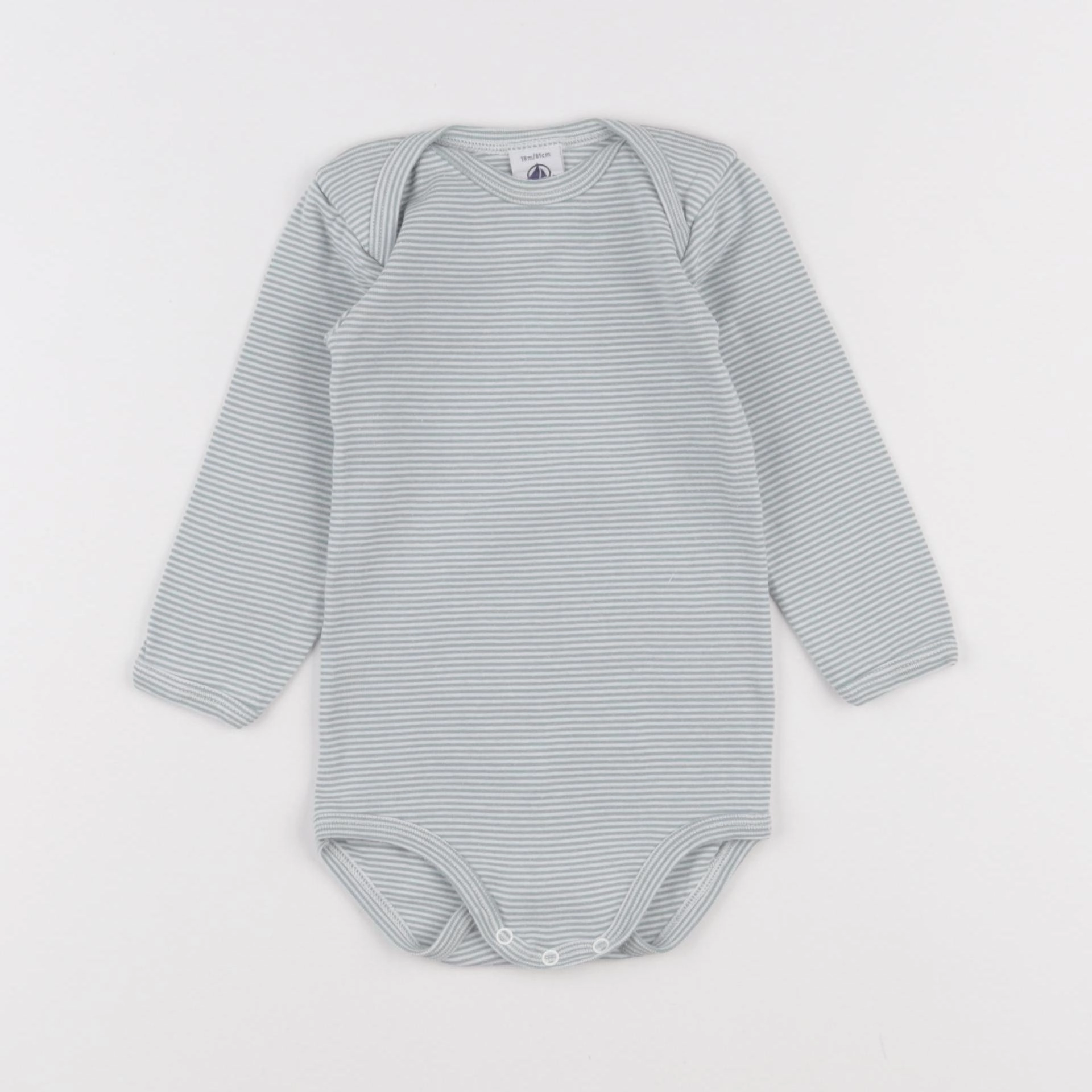 Petit Bateau - body blanc, vert - 18 mois