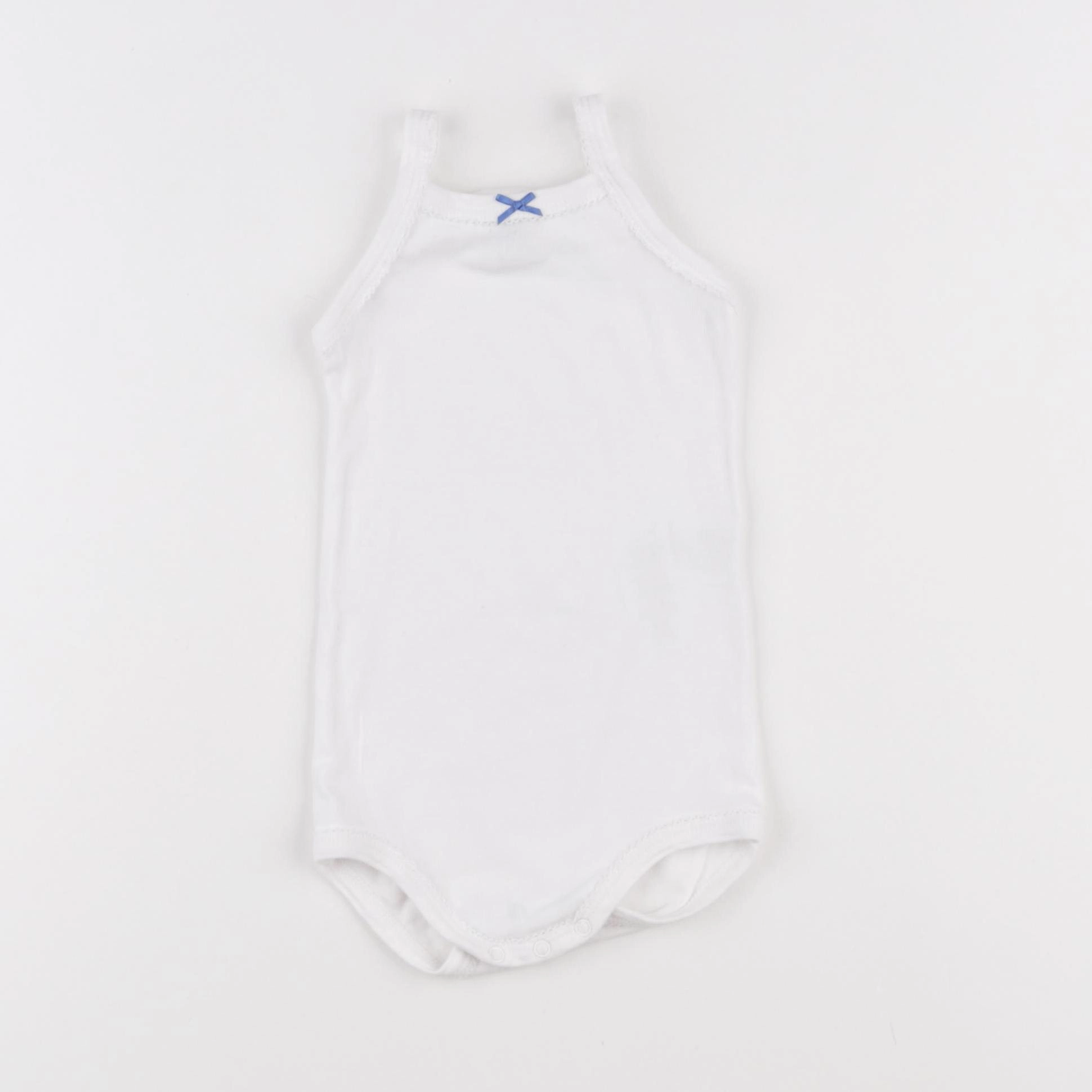 Petit Bateau - body blanc, bleu - 18 mois