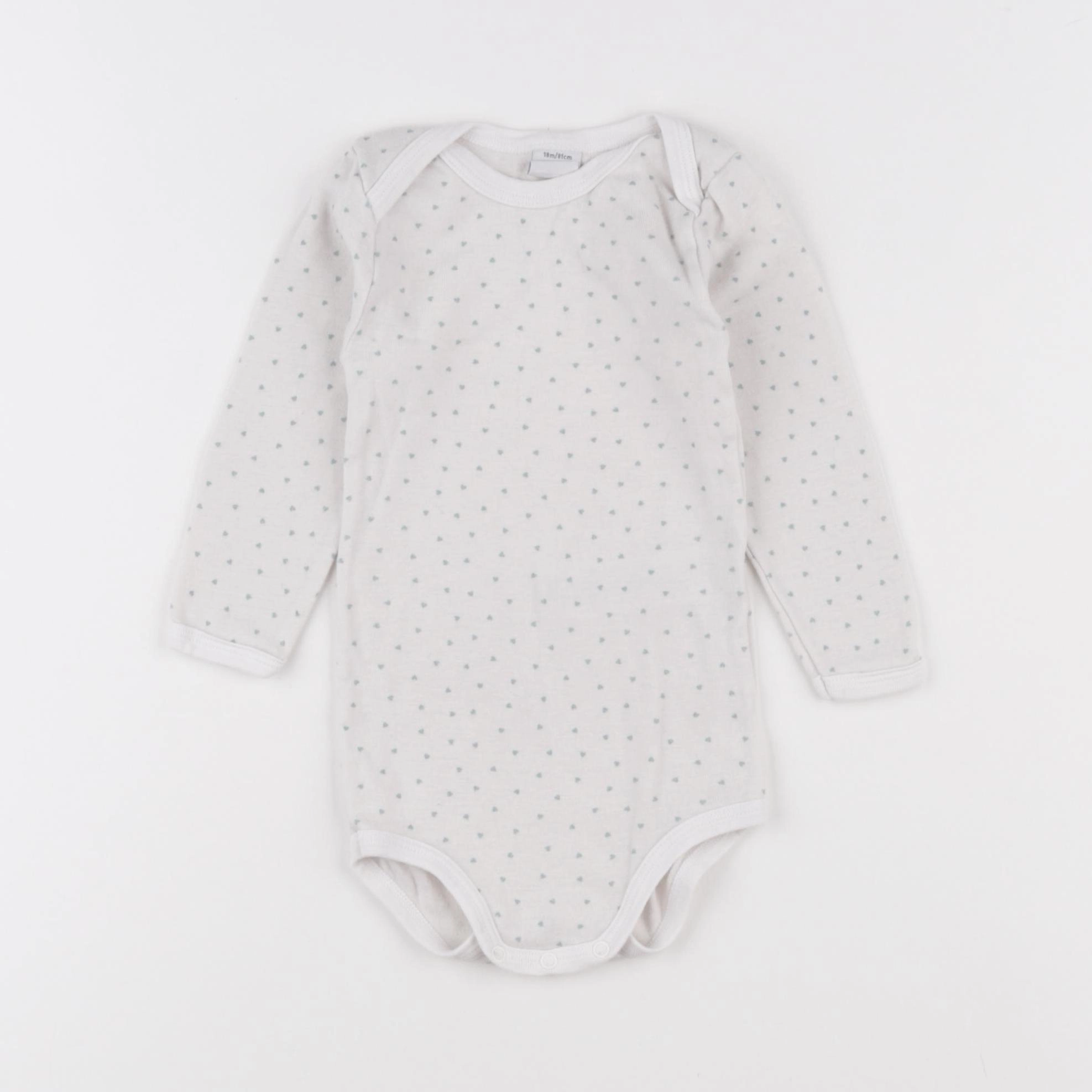 Petit Bateau - body blanc, vert - 18 mois