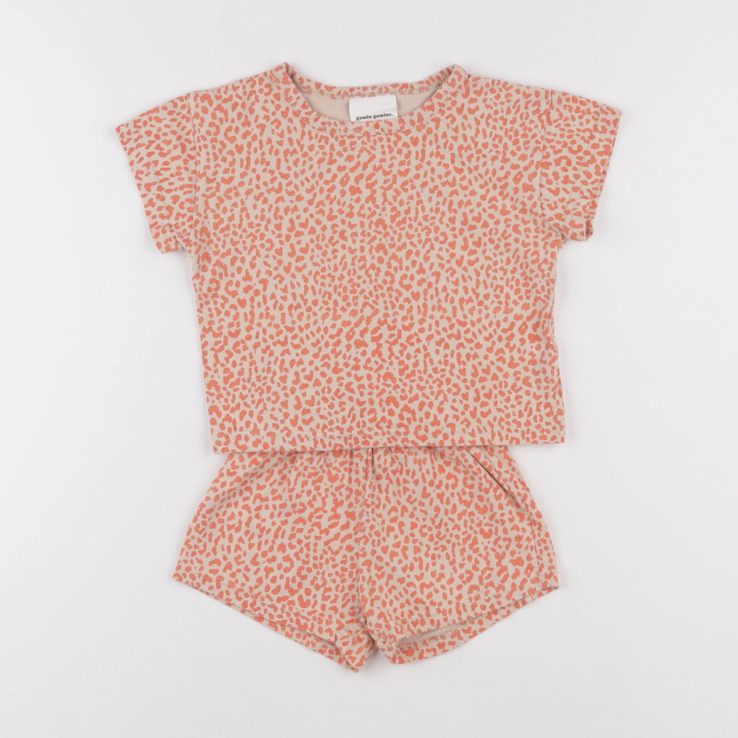 Gamin gamine - pyjama coton orange - 6/12 mois