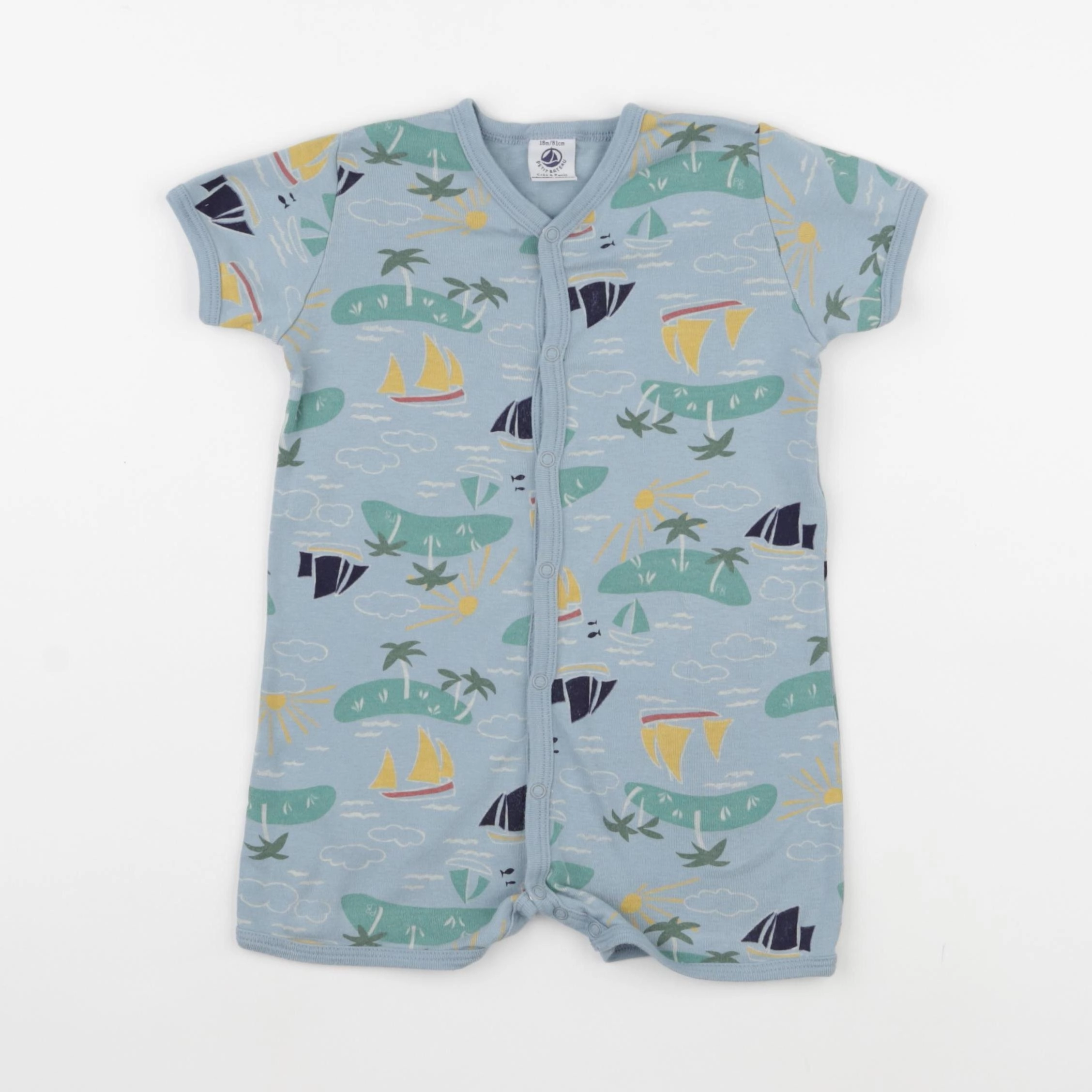 Petit Bateau - pyjama coton bleu - 18 mois