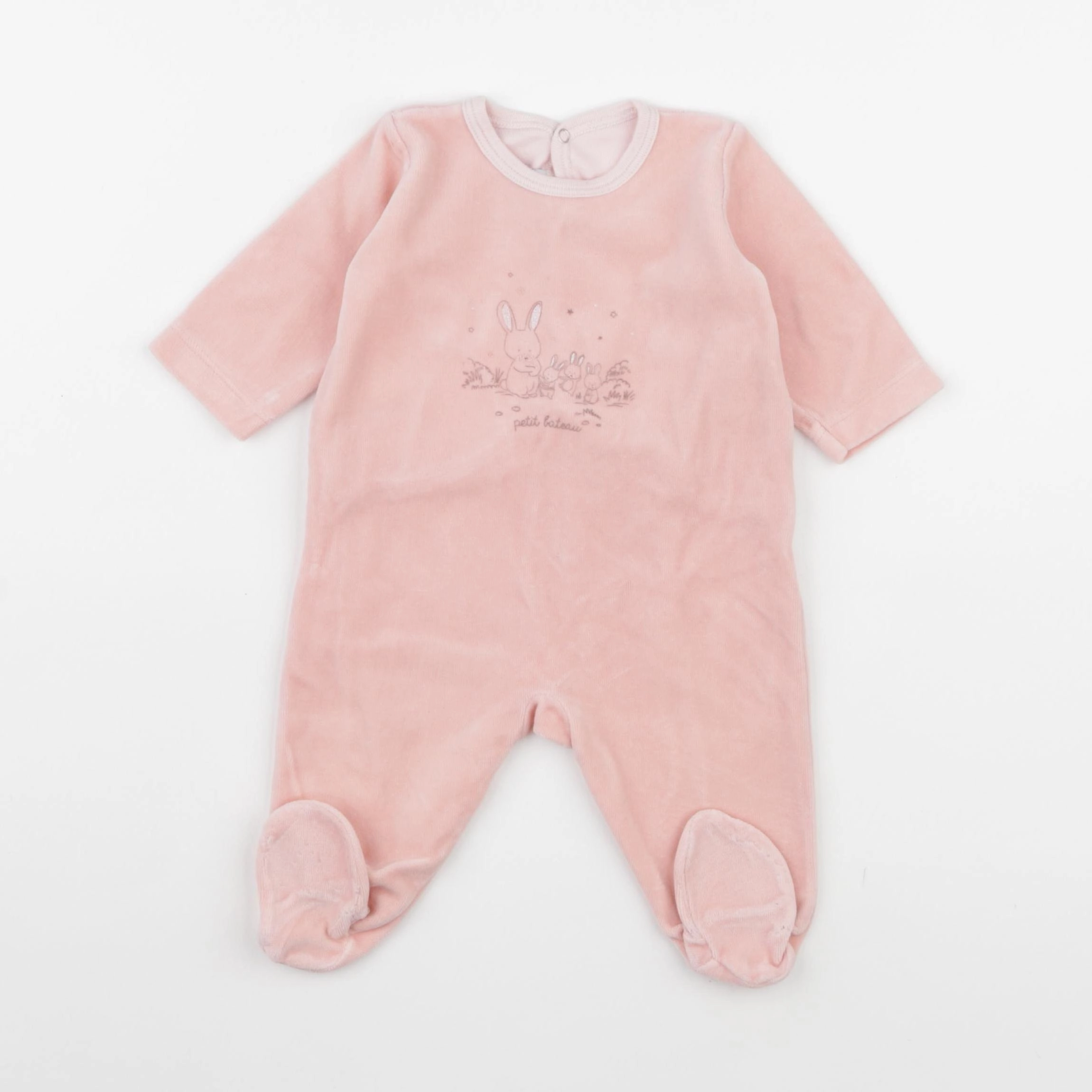 Petit Bateau - pyjama velours rose - 3 mois