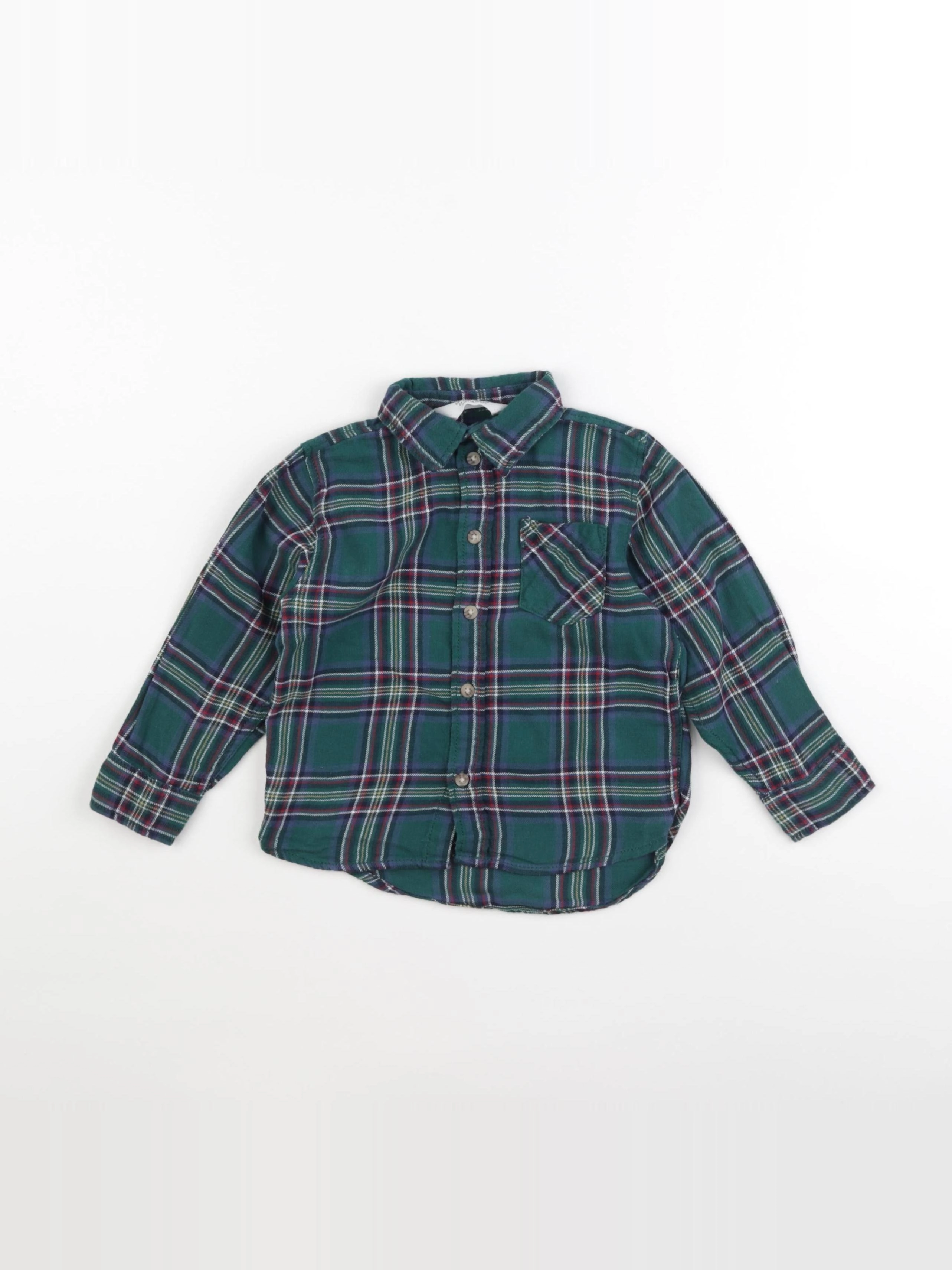 H&M - chemise vert, bleu - 18/24 mois