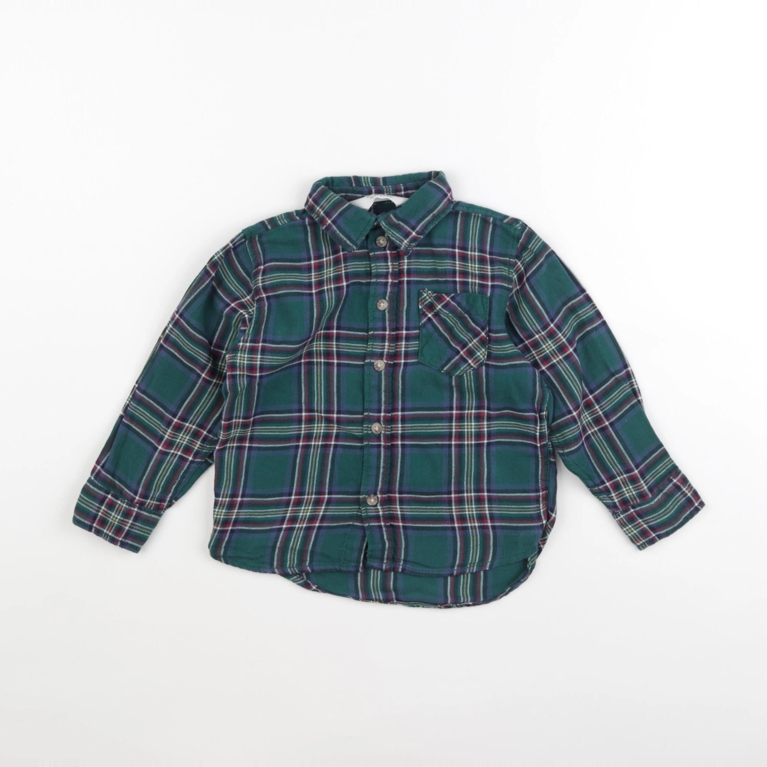 H&M - chemise vert, bleu - 18/24 mois