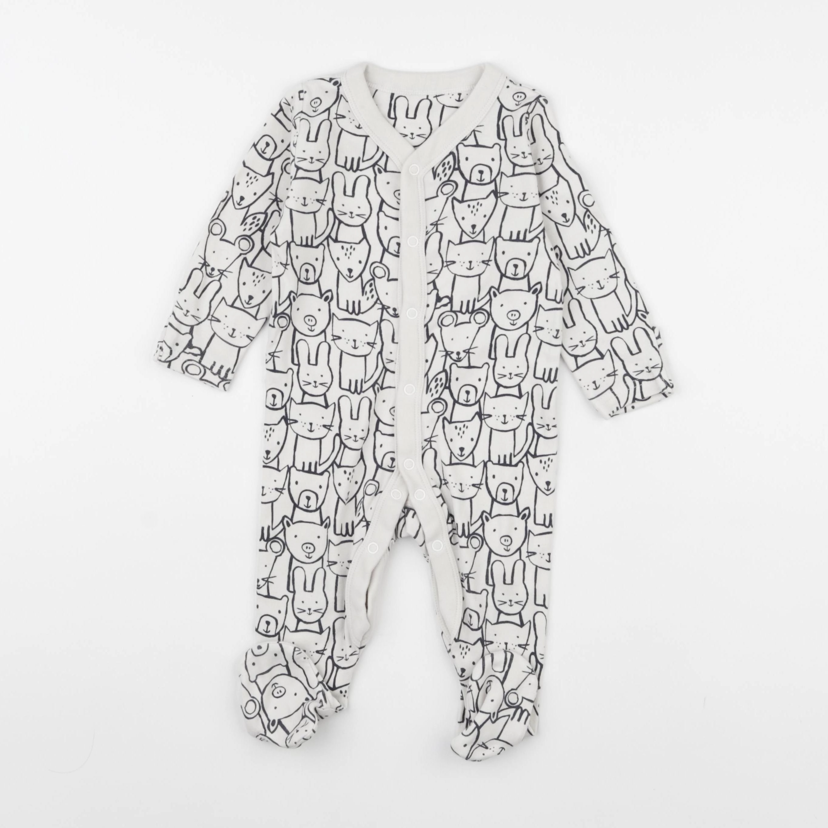 Marks & Spencer  - pyjama coton blanc, noir - 3/6 mois