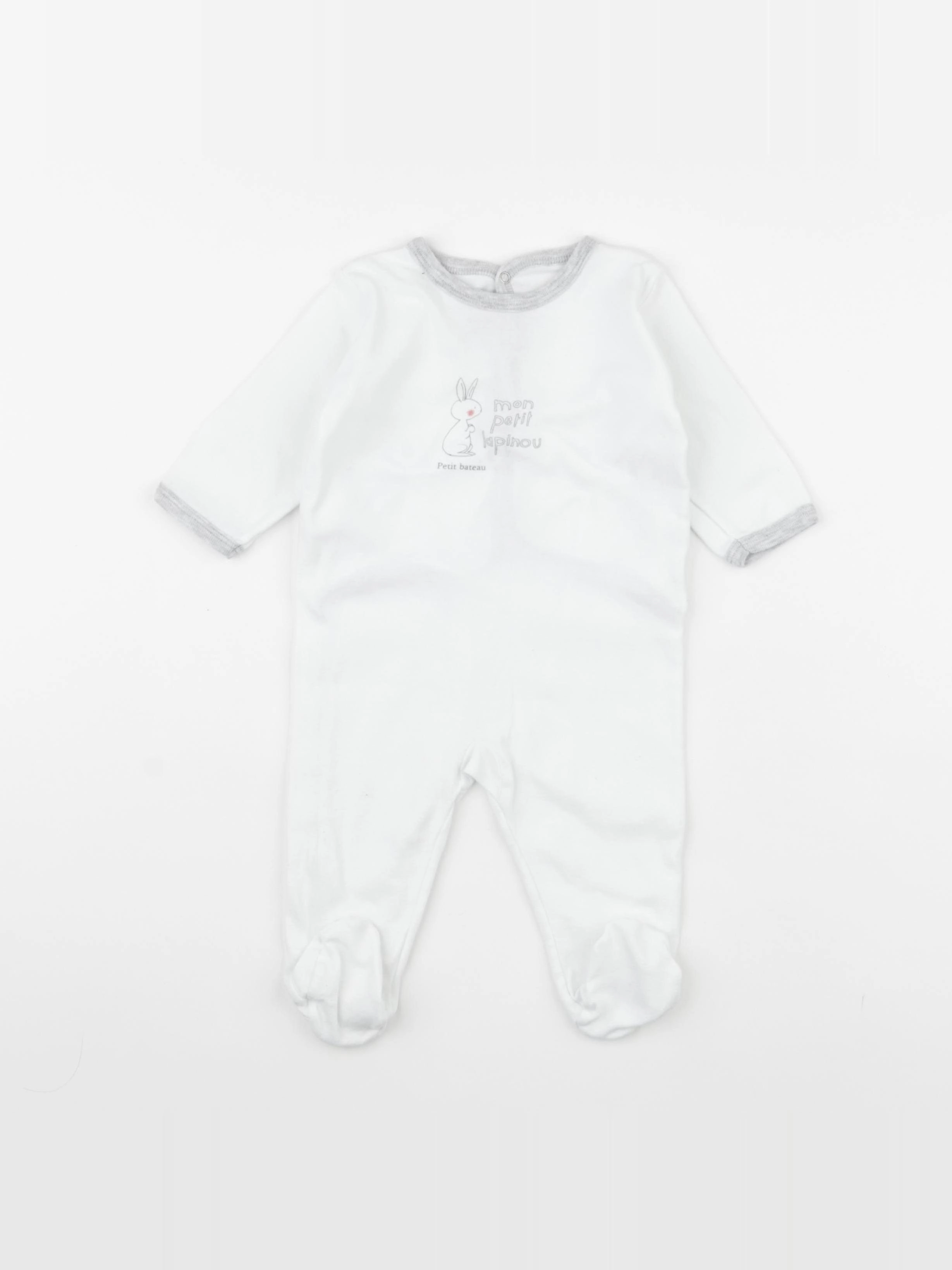 Petit Bateau - pyjama coton blanc - 6 mois