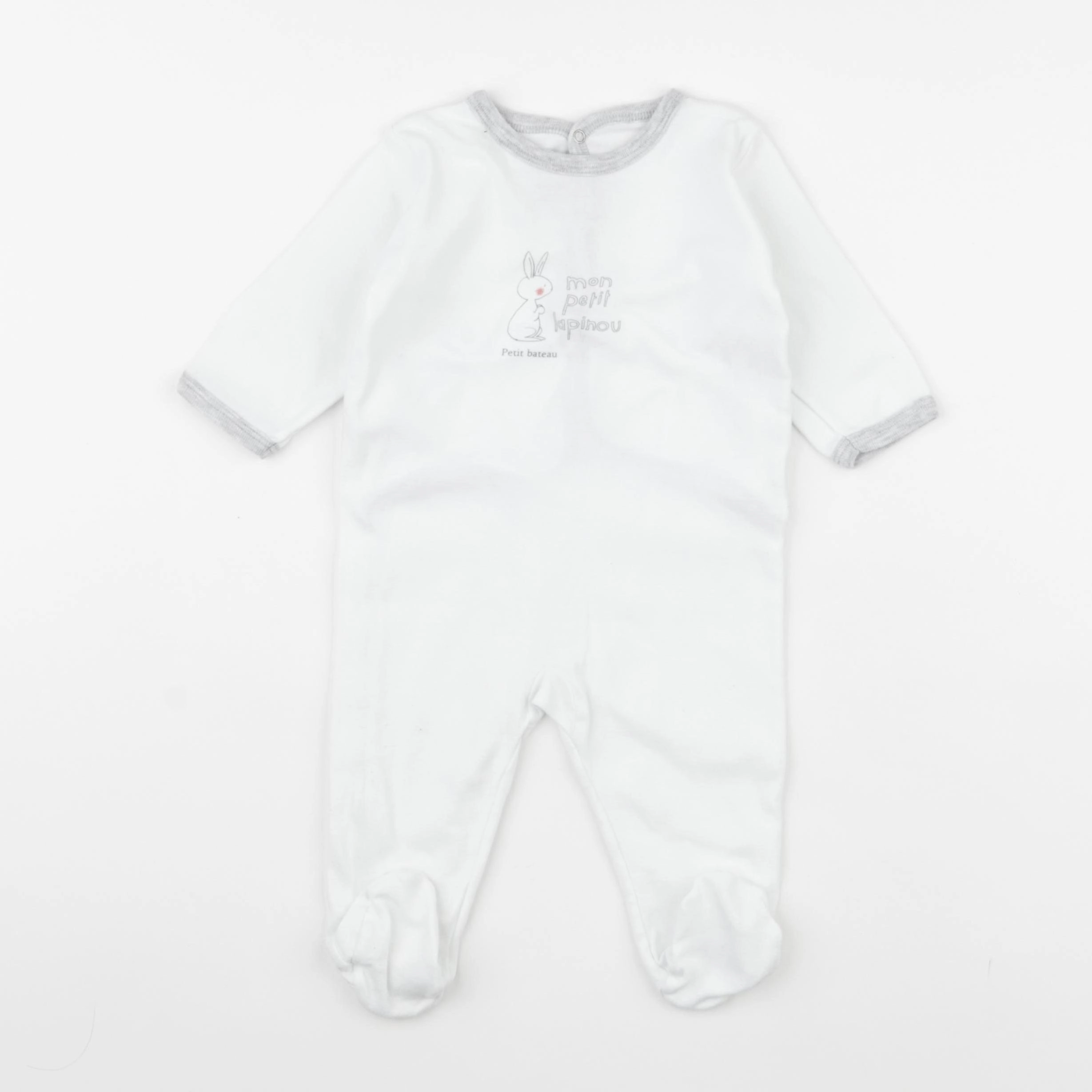 Petit Bateau - pyjama coton blanc - 6 mois