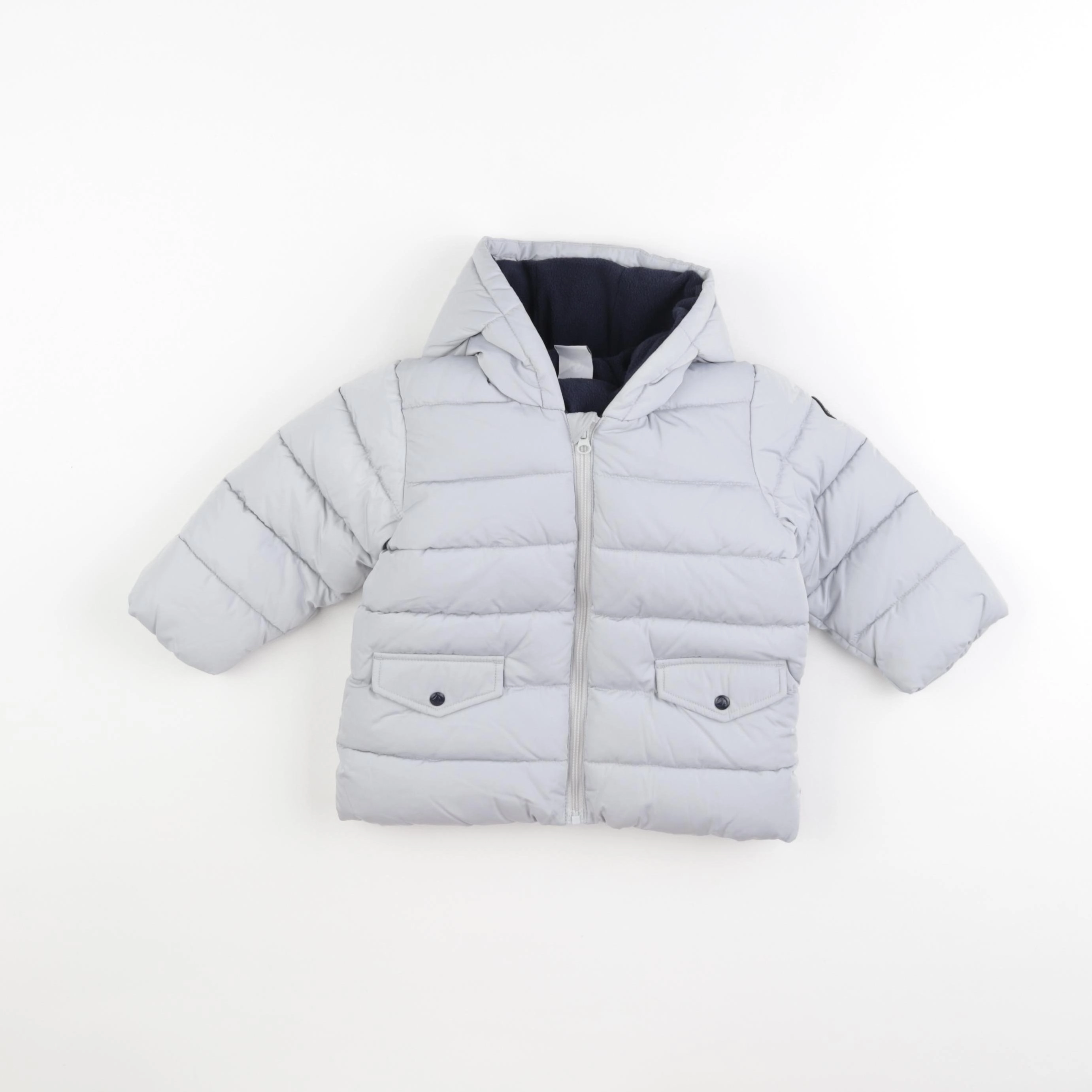 Petit Bateau - doudoune gris - 12 mois