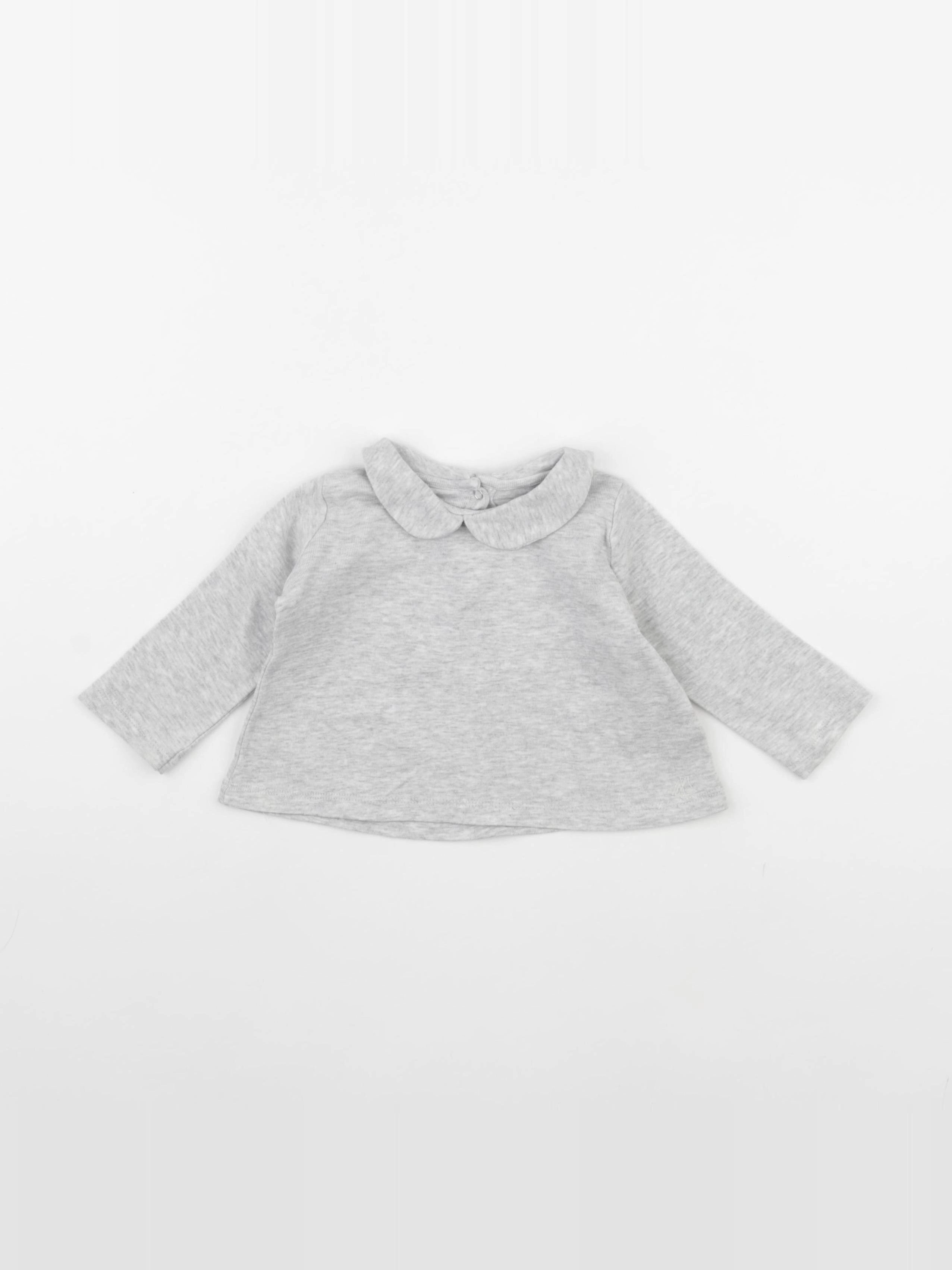 Petit Bateau - tee-shirt gris - 6 mois