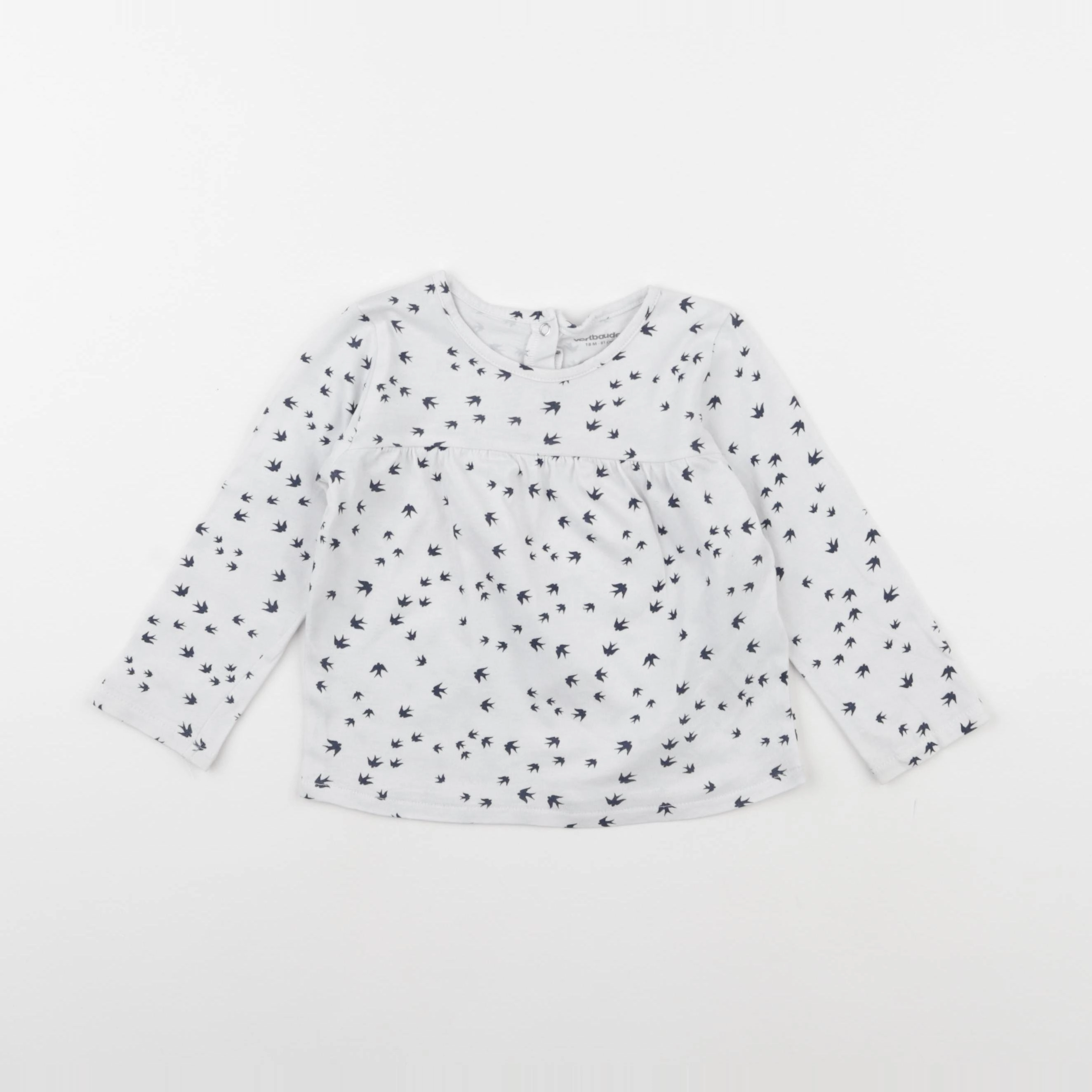 Vertbaudet - tee-shirt blanc, bleu - 18 mois