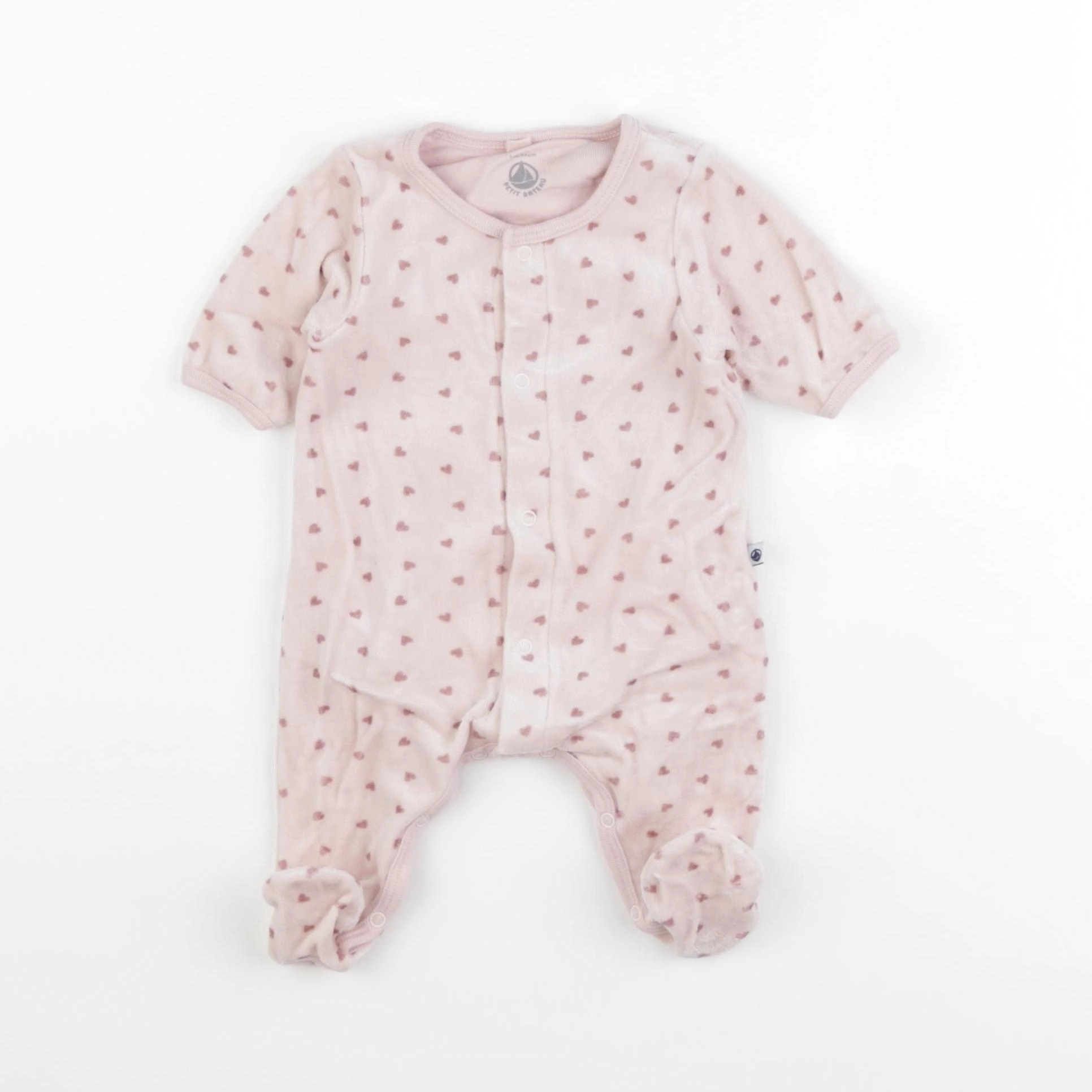 Petit Bateau - pyjama velours rose - 1 mois