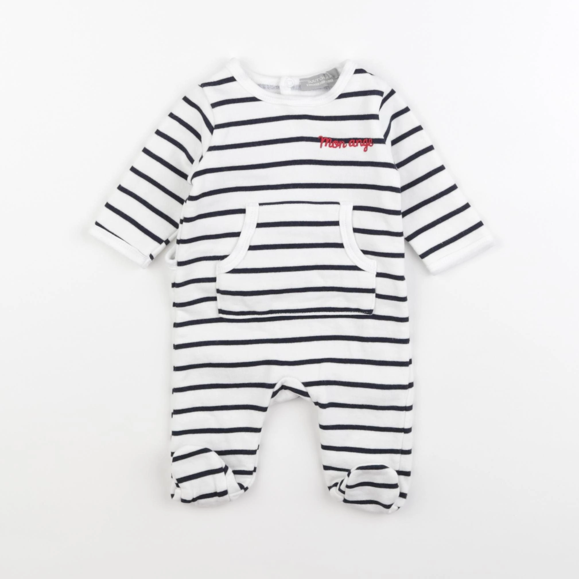 Boutchou - pyjama coton bleu, blanc - 1 mois