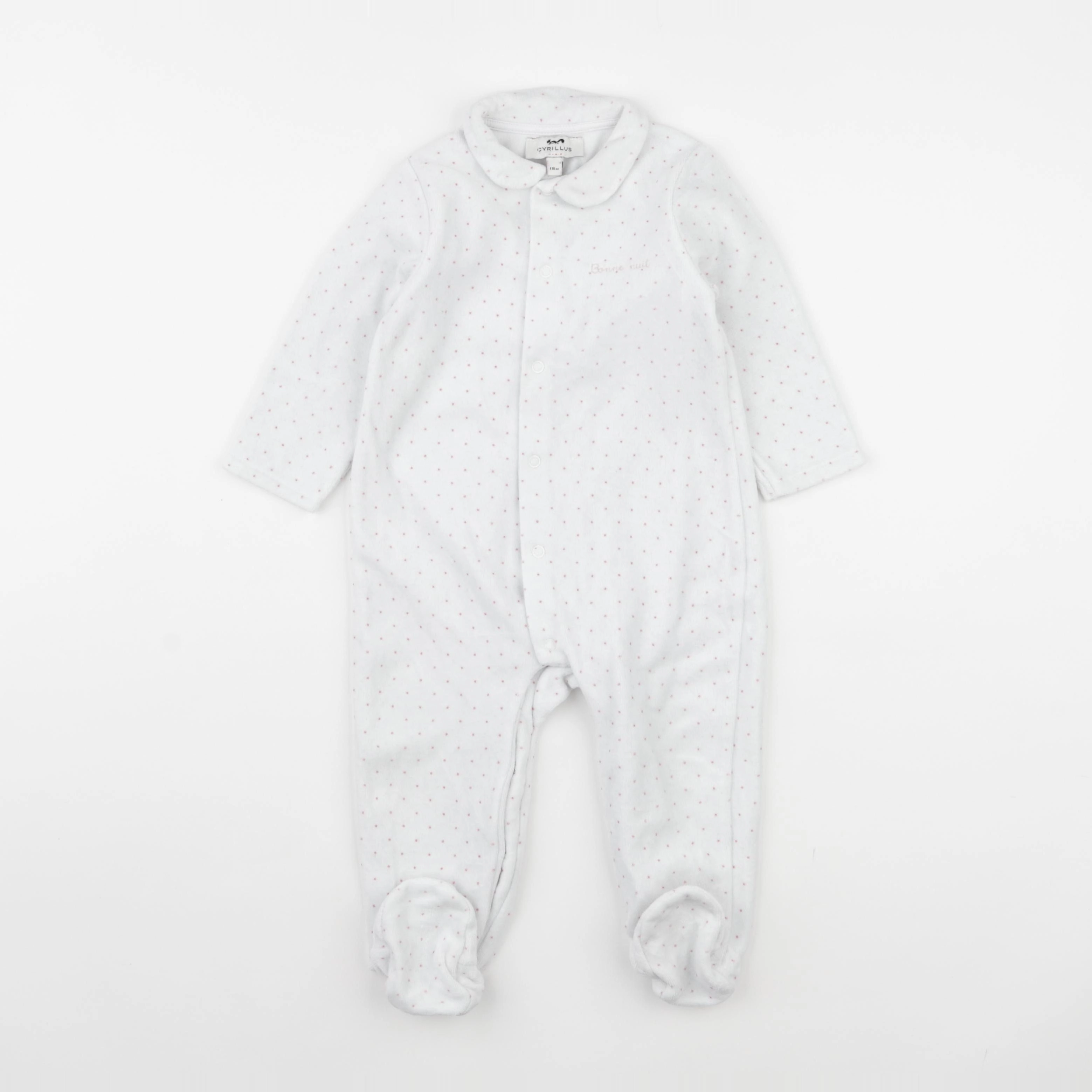 Cyrillus - pyjama velours blanc, rose - 18 mois