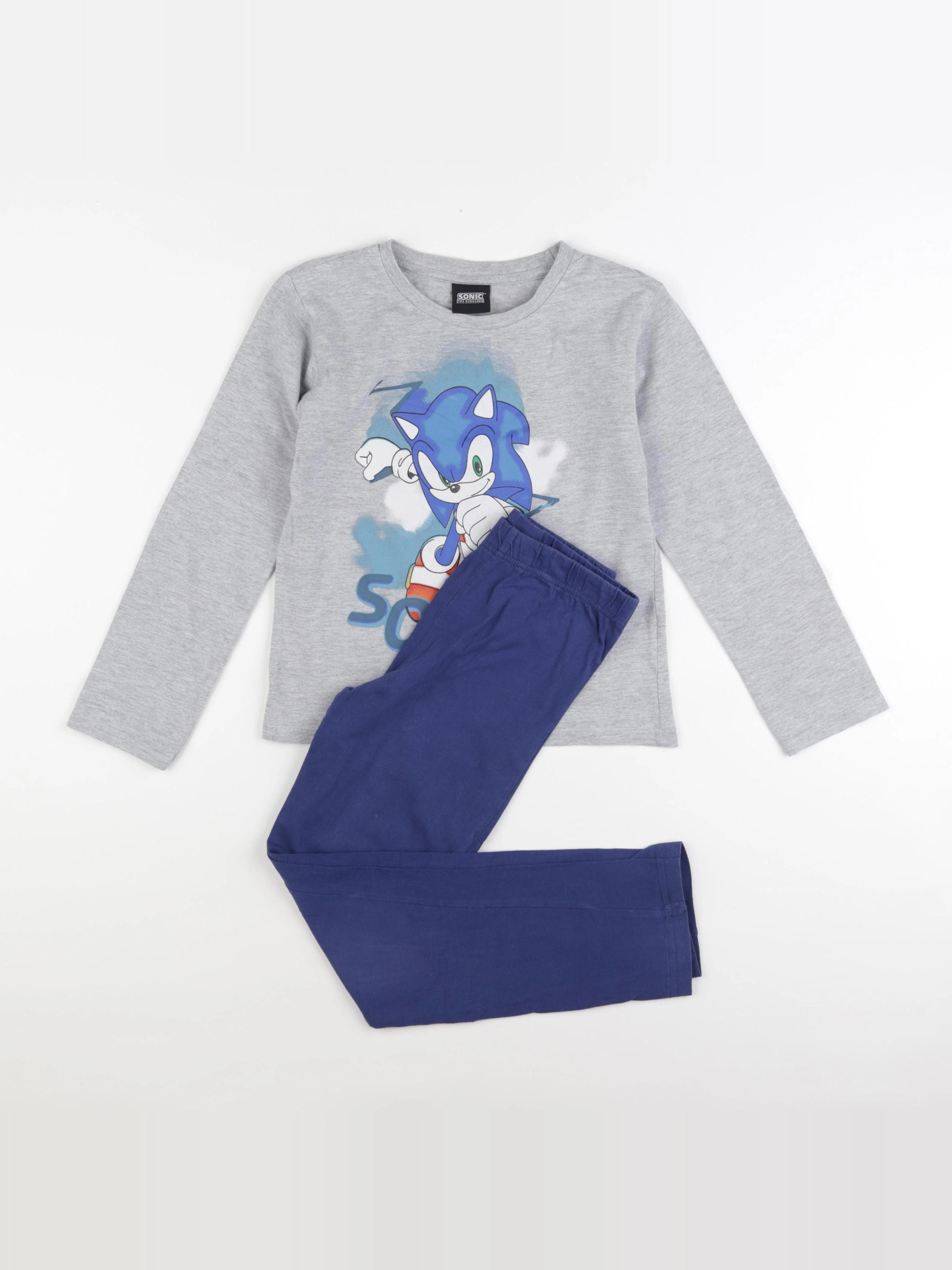Vertbaudet - pyjama coton bleu, gris - 8 ans