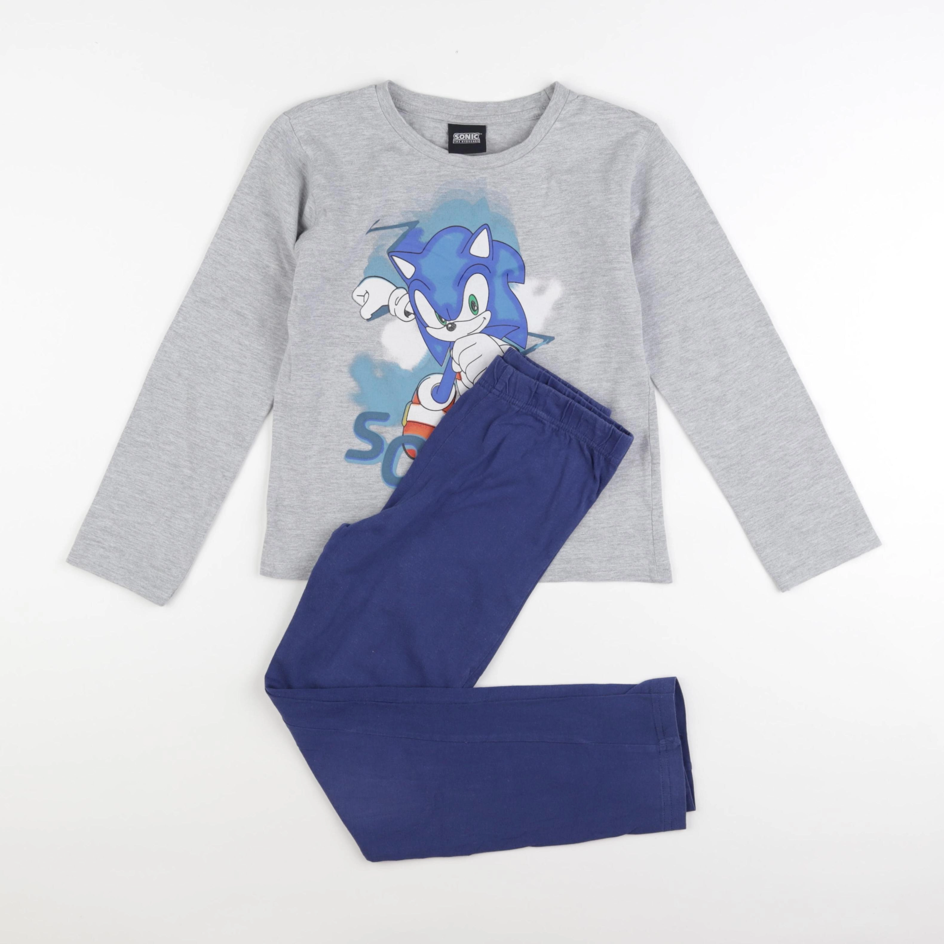 Vertbaudet - pyjama coton bleu, gris - 8 ans