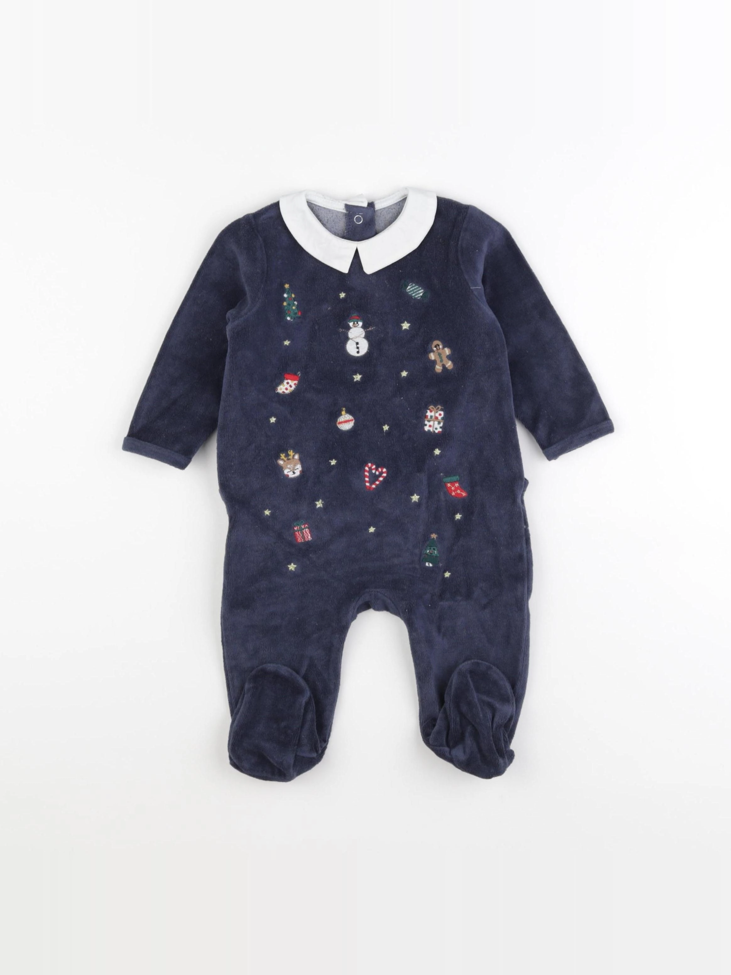 Vertbaudet - pyjama velours bleu - 6 mois
