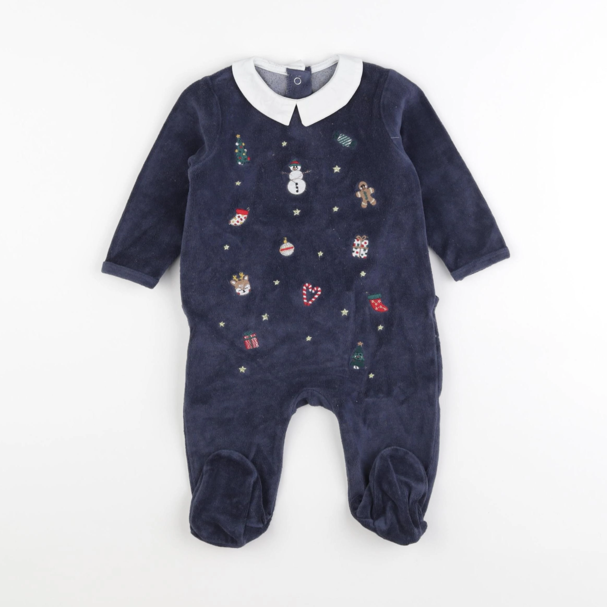 Vertbaudet - pyjama velours bleu - 6 mois