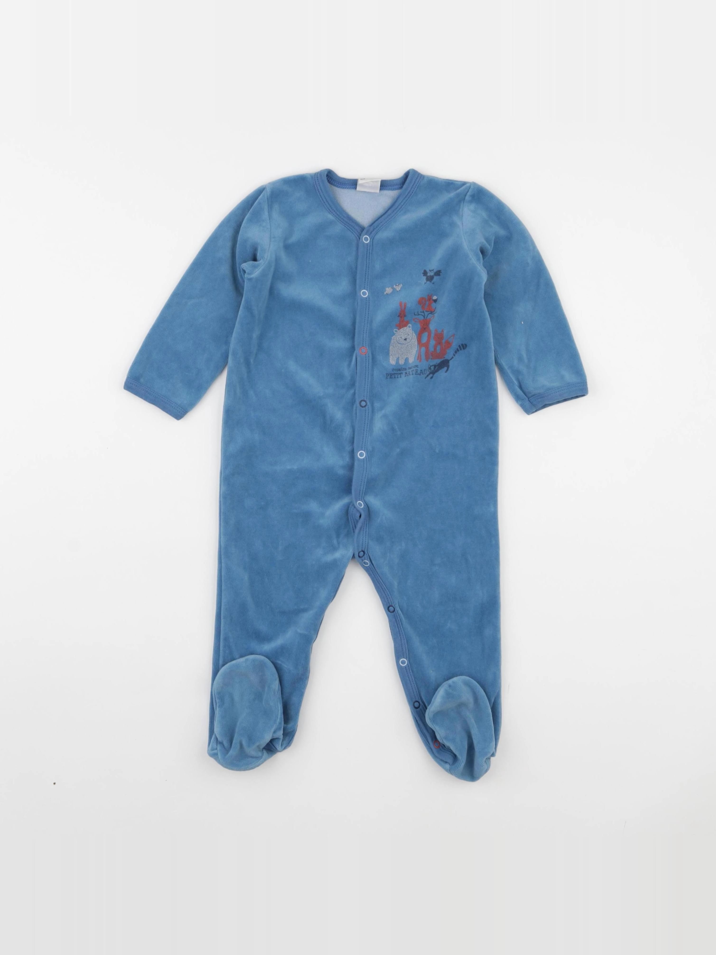 Petit Bateau - pyjama velours bleu - 18 mois