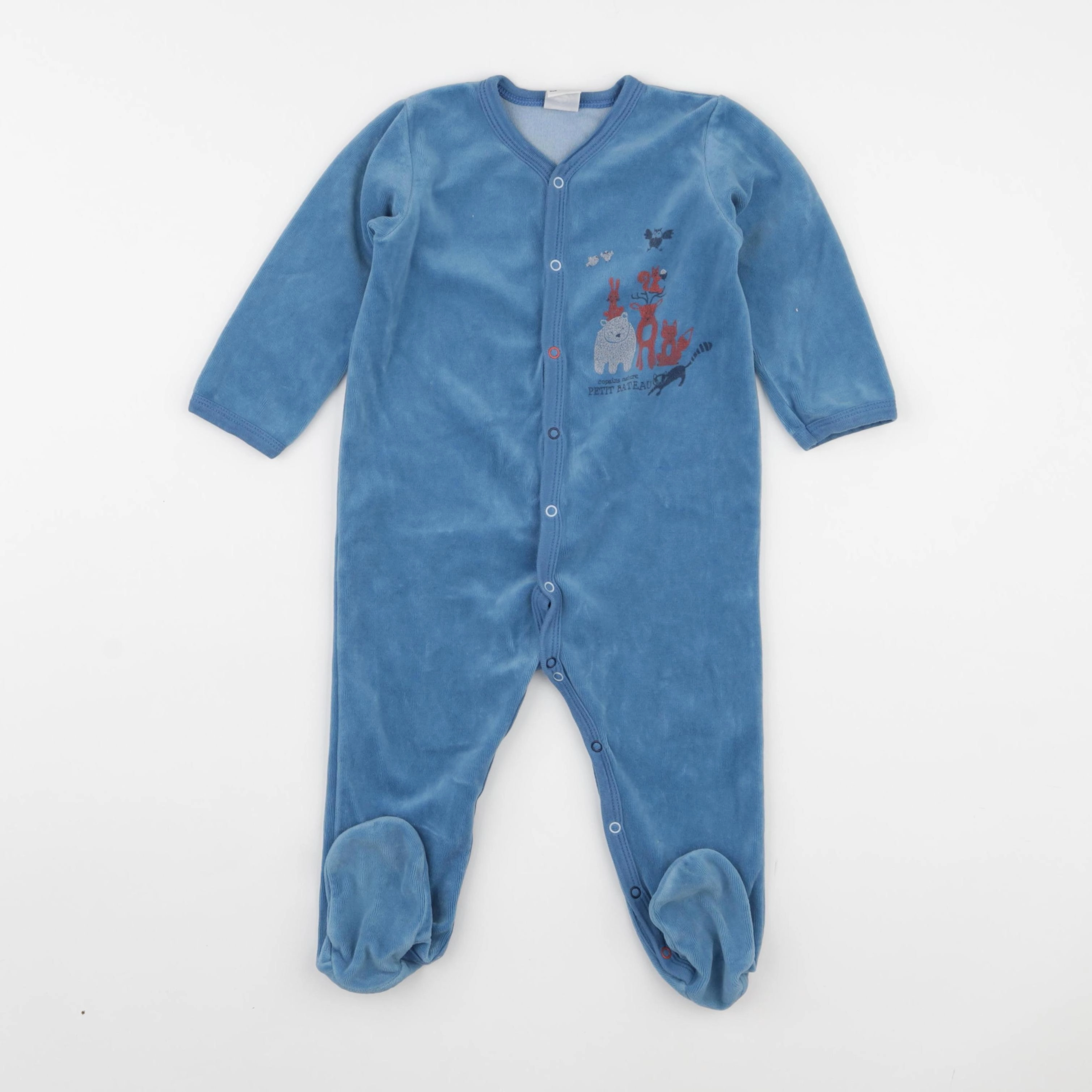 Petit Bateau - pyjama velours bleu - 18 mois
