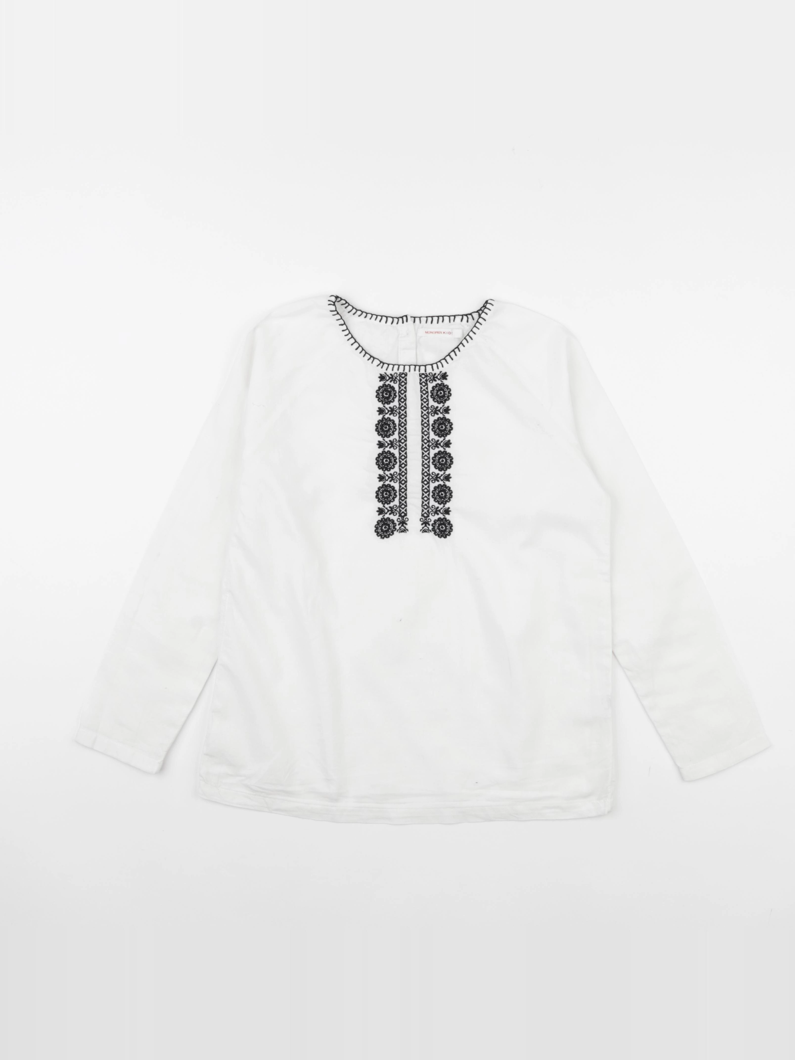 Monoprix - blouse blanc, noir - 10 ans