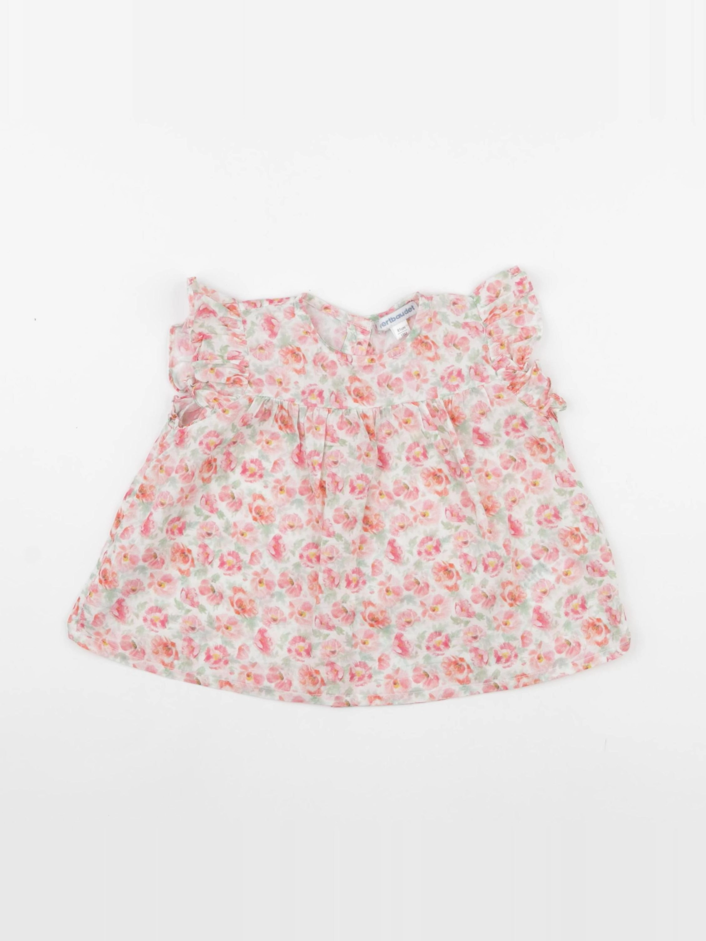 Vertbaudet - blouse vert, rose - 18 mois