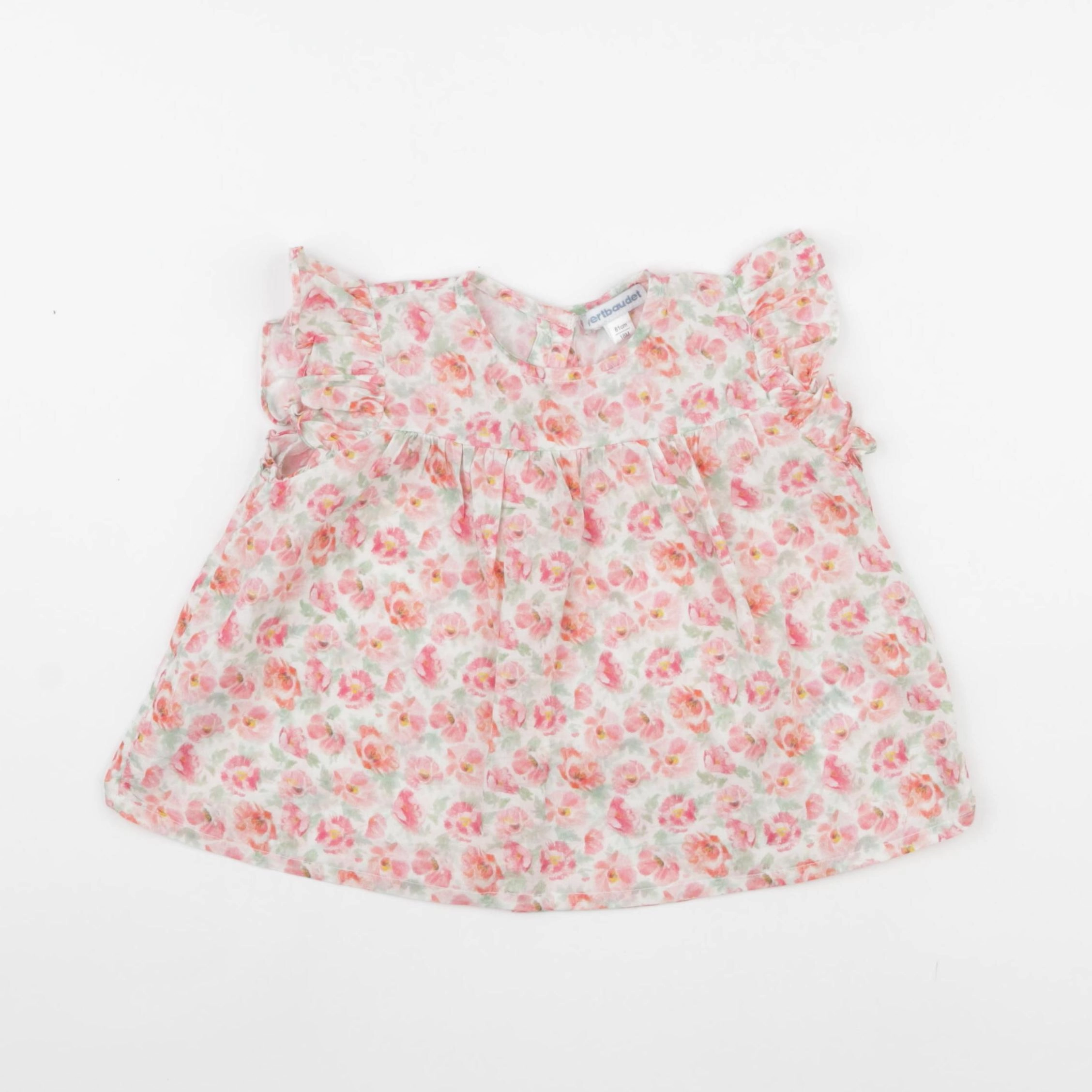 Vertbaudet - blouse vert, rose - 18 mois