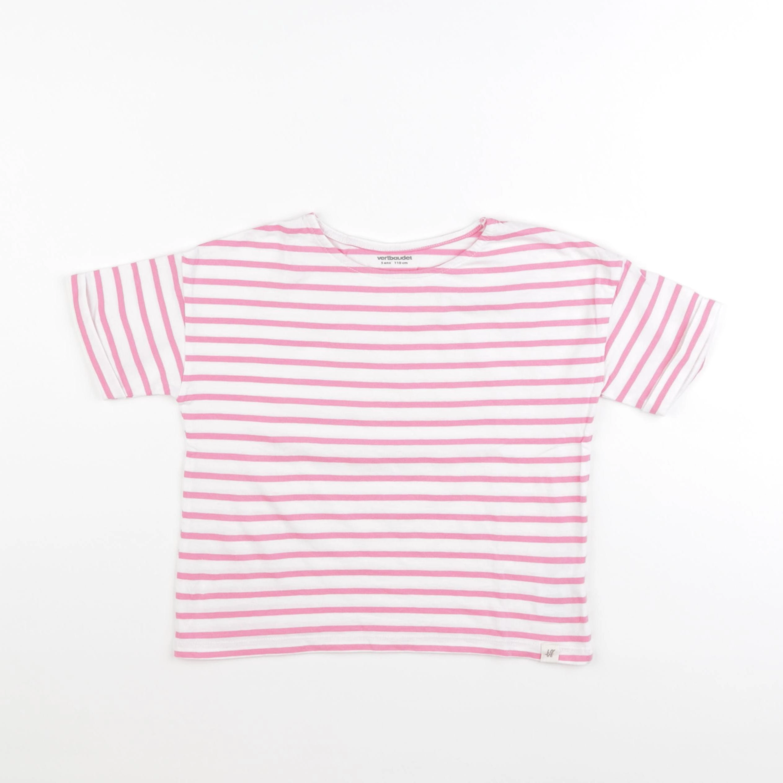Vertbaudet - tee-shirt blanc, rose - 5 ans