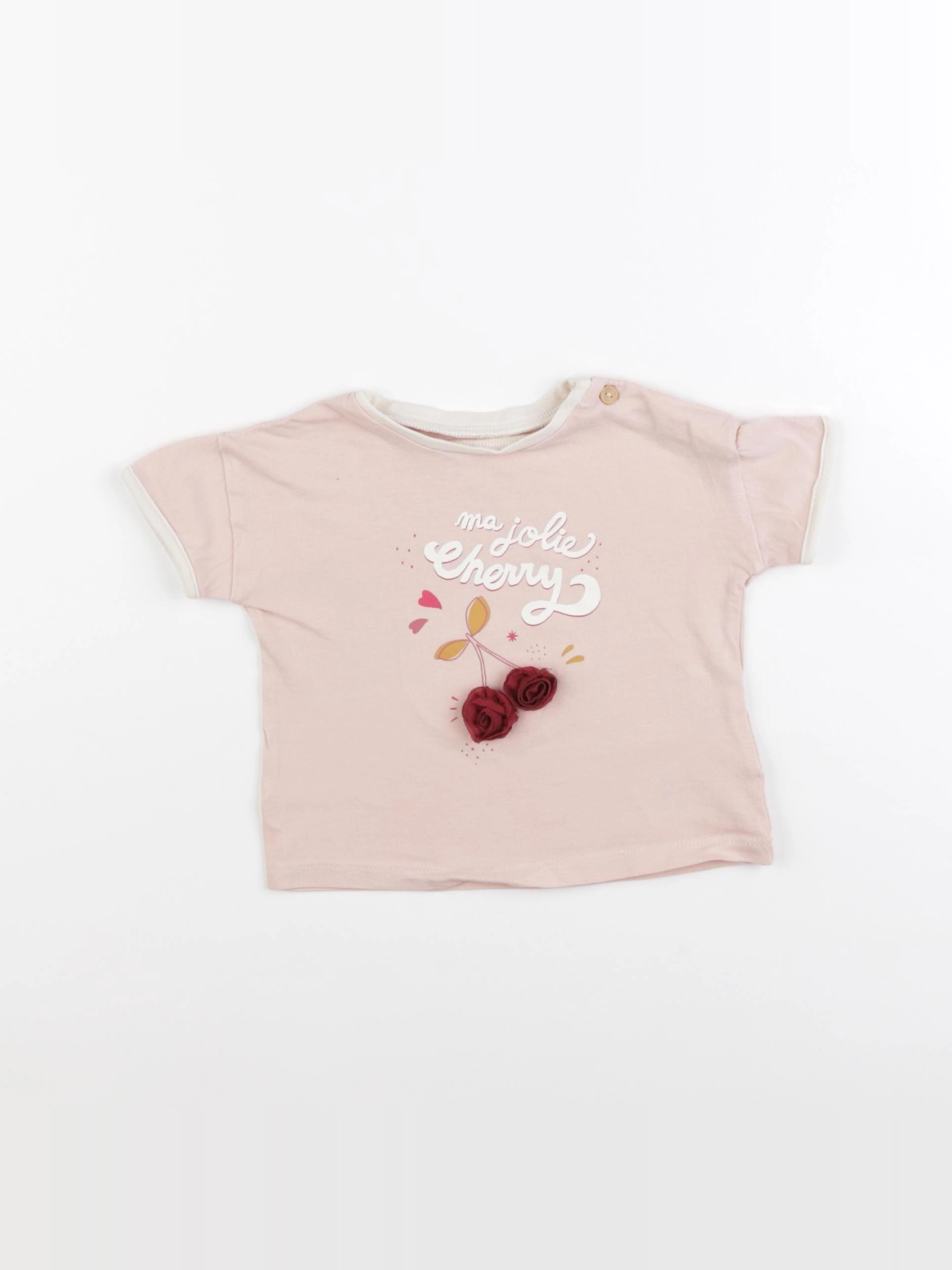 Vertbaudet - tee-shirt rose - 9 mois