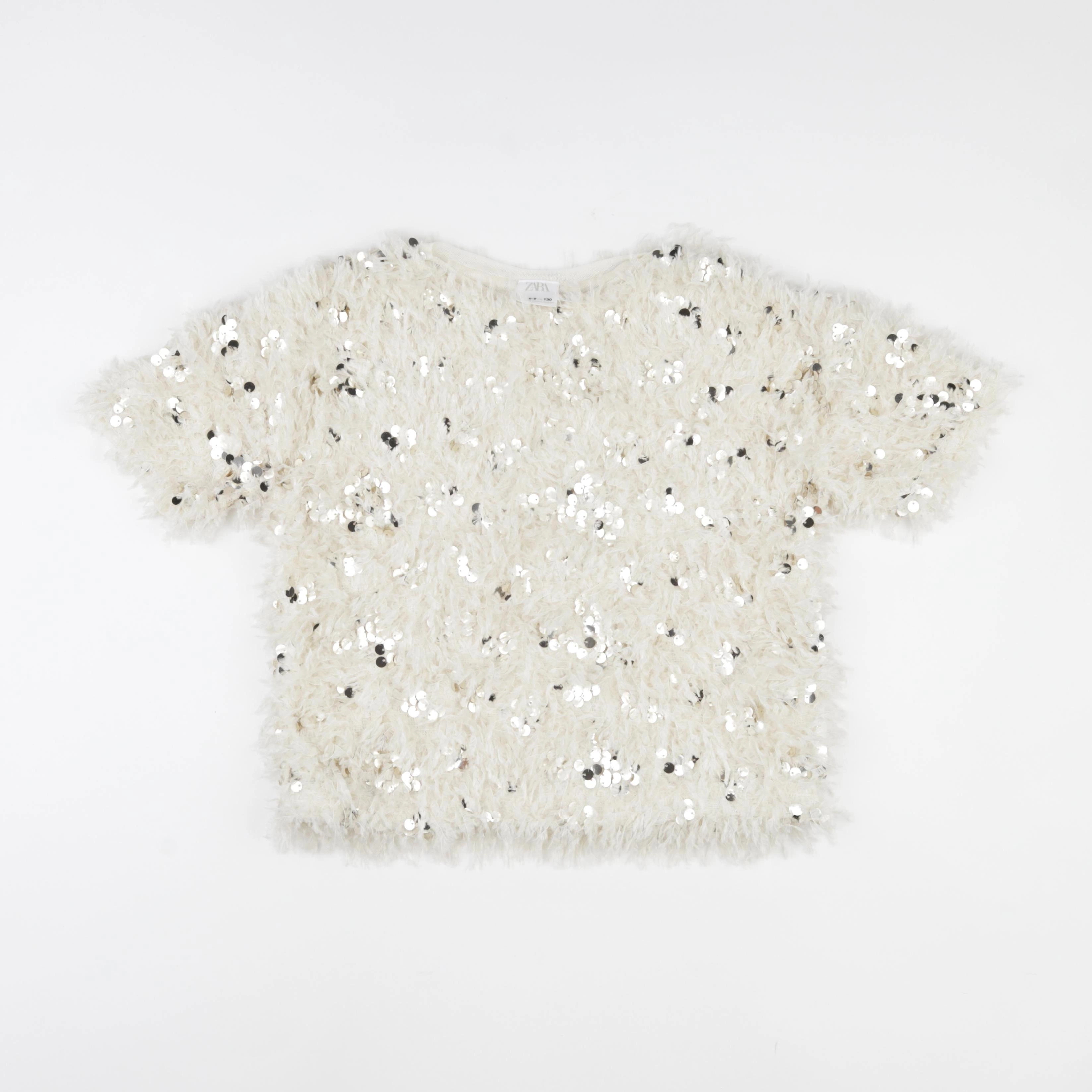 Zara - pull beige, argent - 8/9 ans