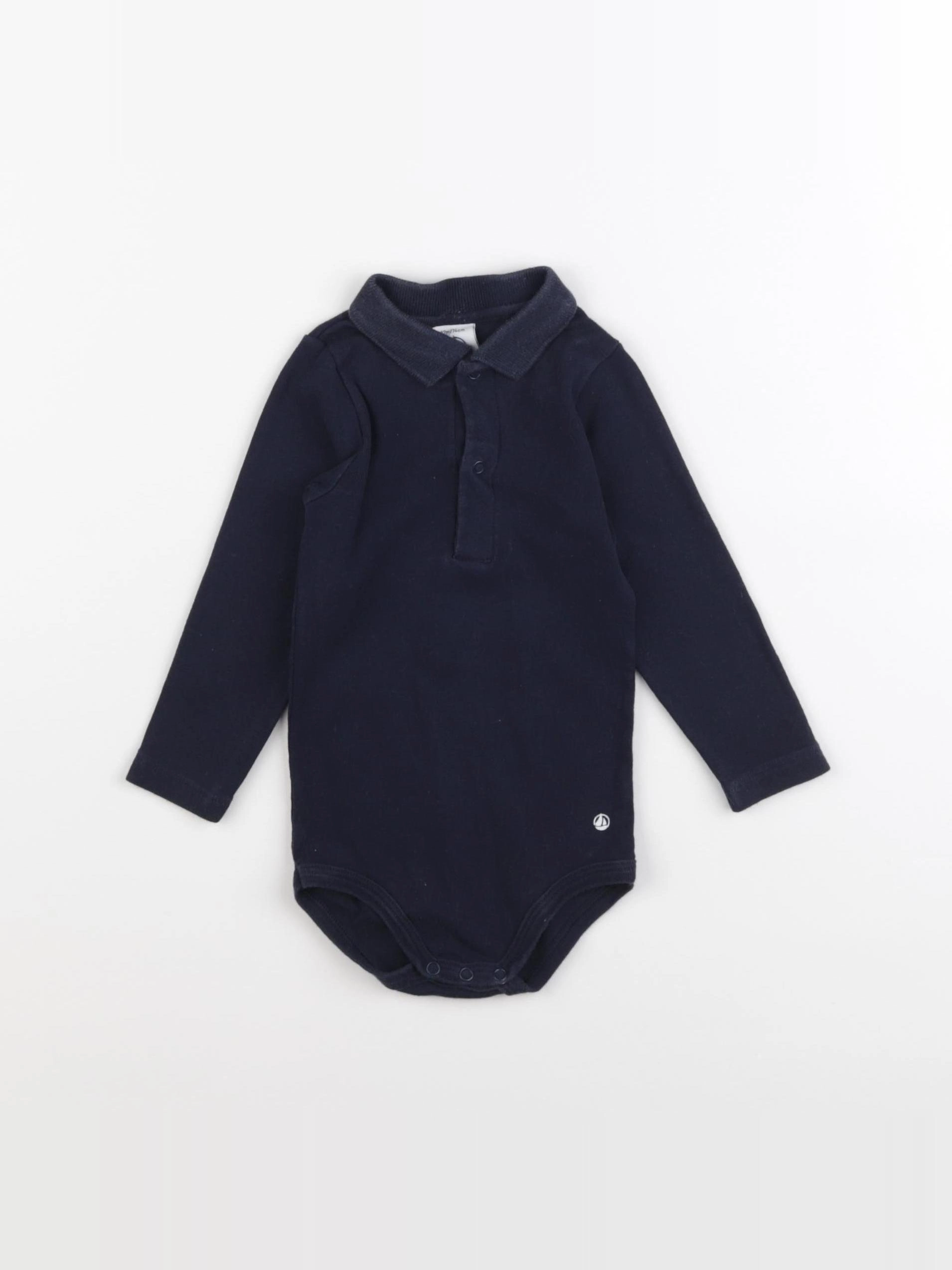 Petit Bateau - body à col bleu - 12 mois