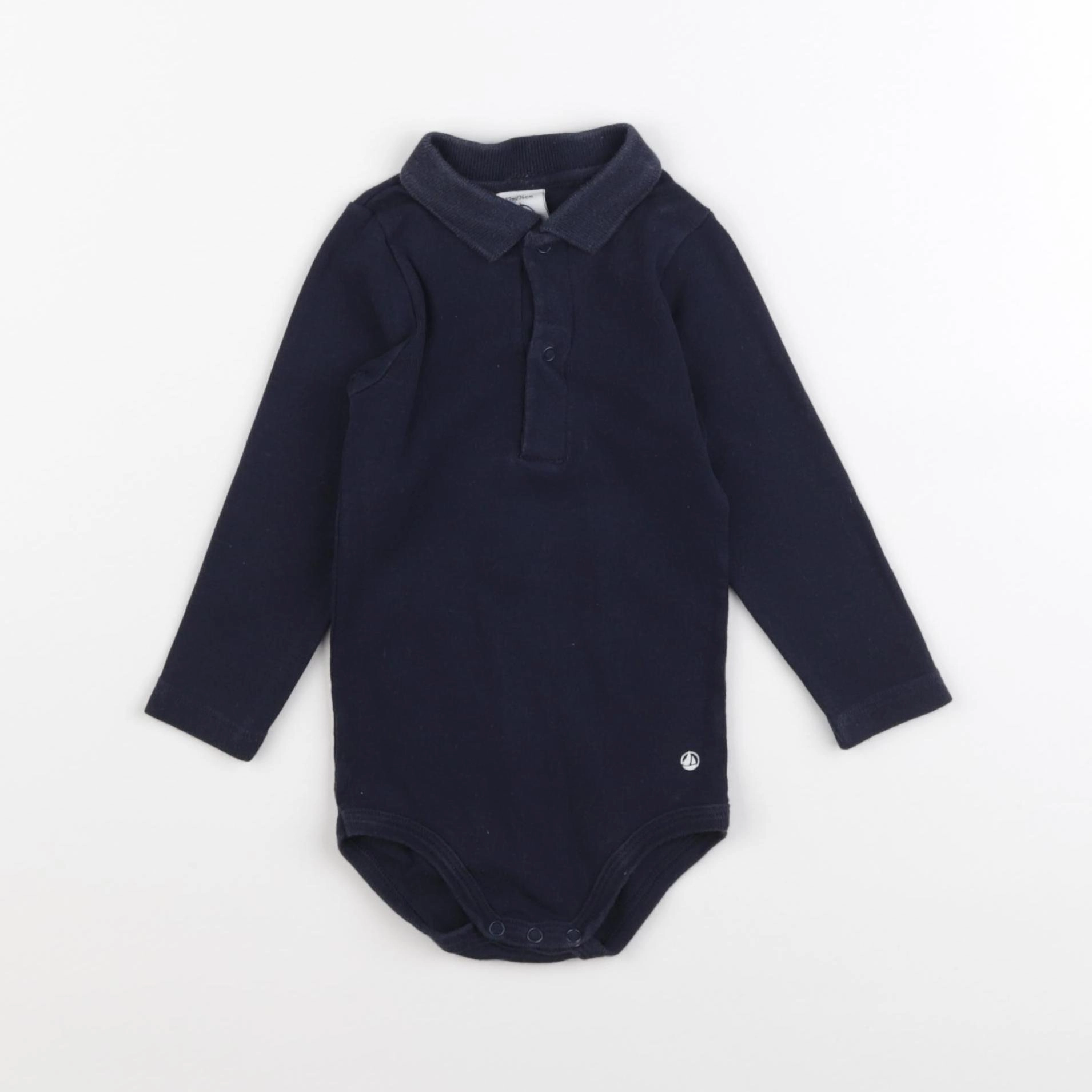 Petit Bateau - body à col bleu - 12 mois
