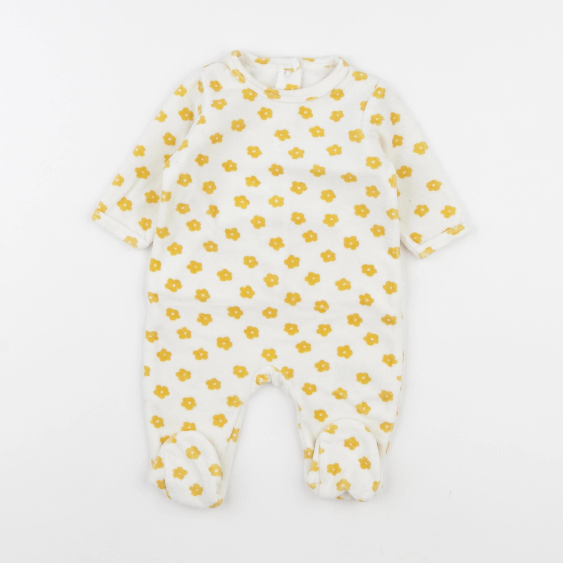 Vertbaudet - pyjama velours jaune - 3 mois