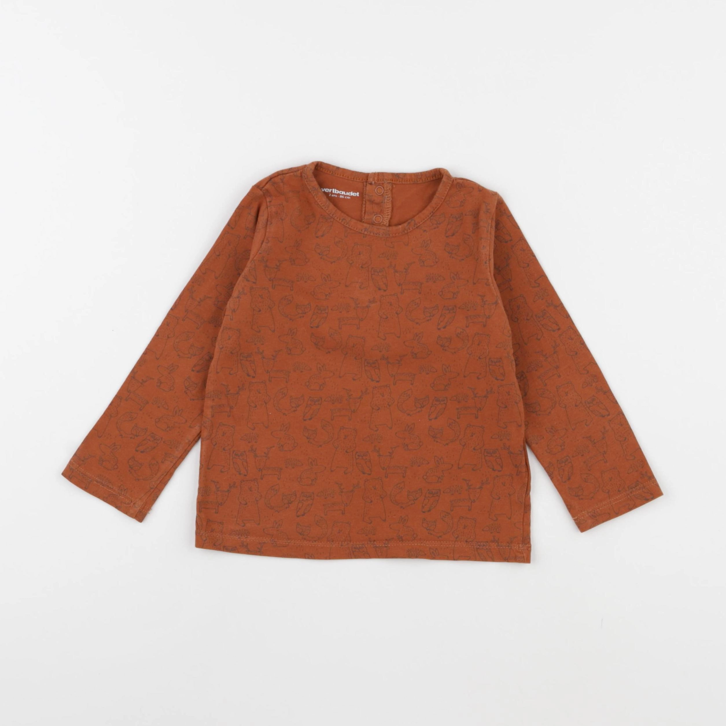Vertbaudet - tee-shirt marron - 2 ans