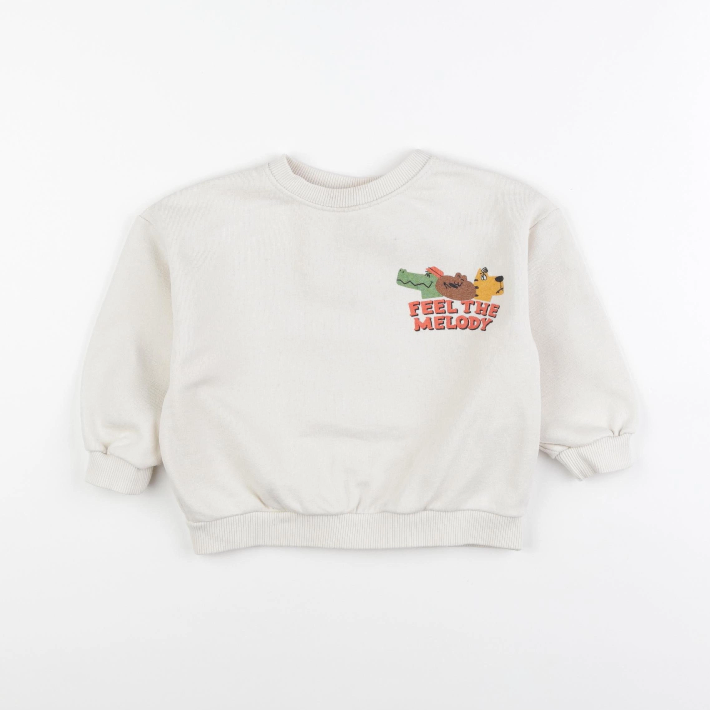 Zara - sweat imprimé au dos beige - 2 ans