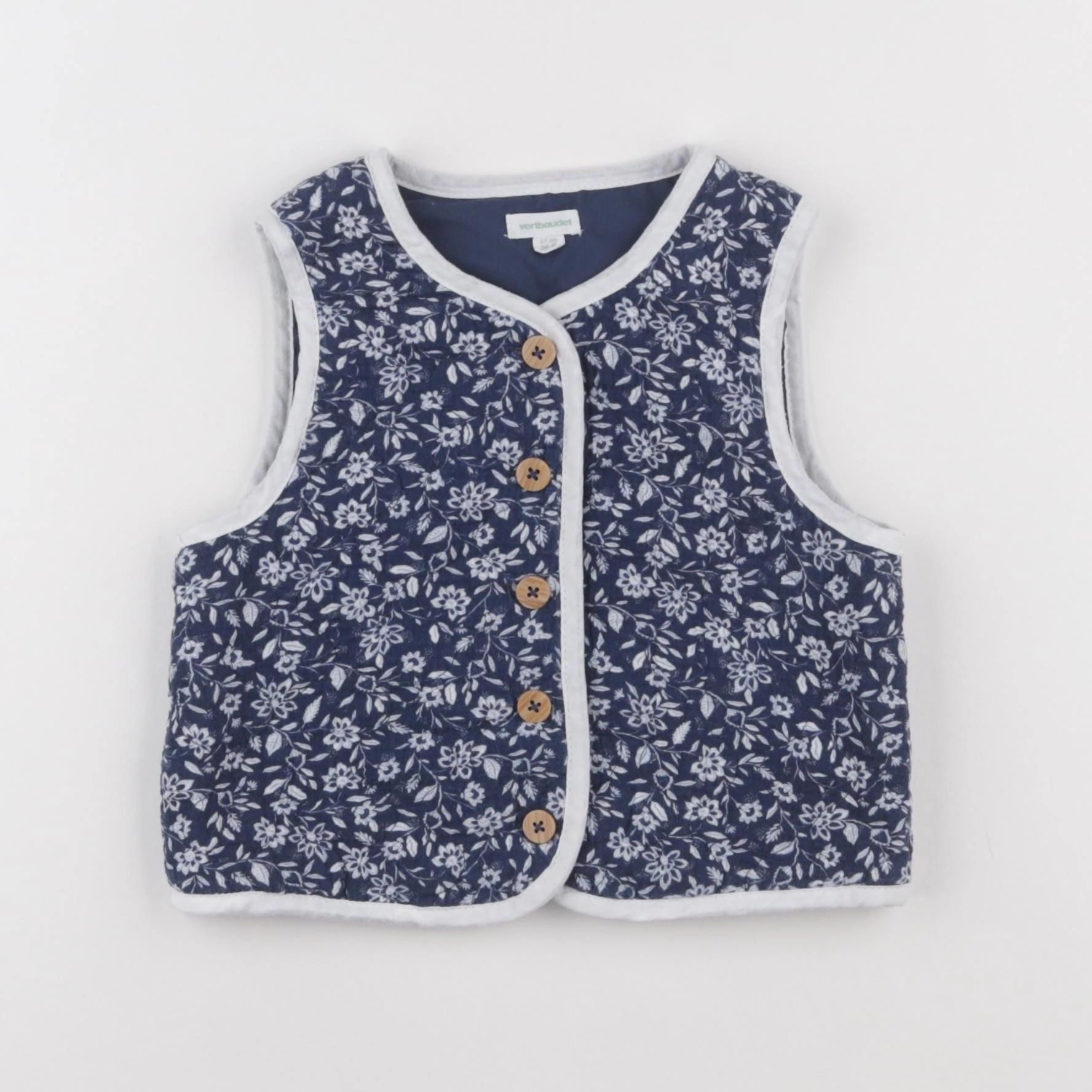 Vertbaudet - gilet bleu, blanc - 36 mois