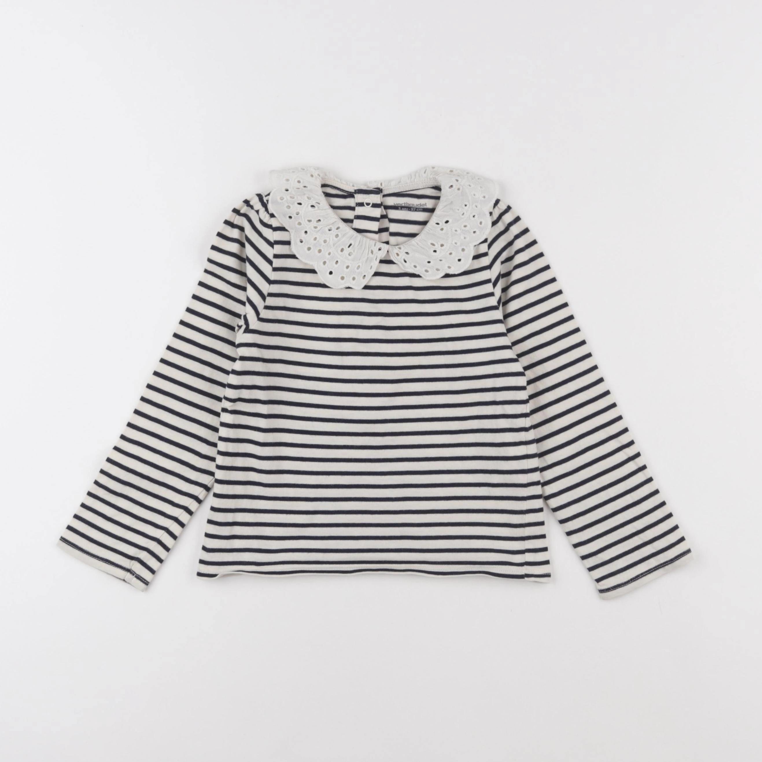 Vertbaudet - tee-shirt blanc, bleu - 3 ans