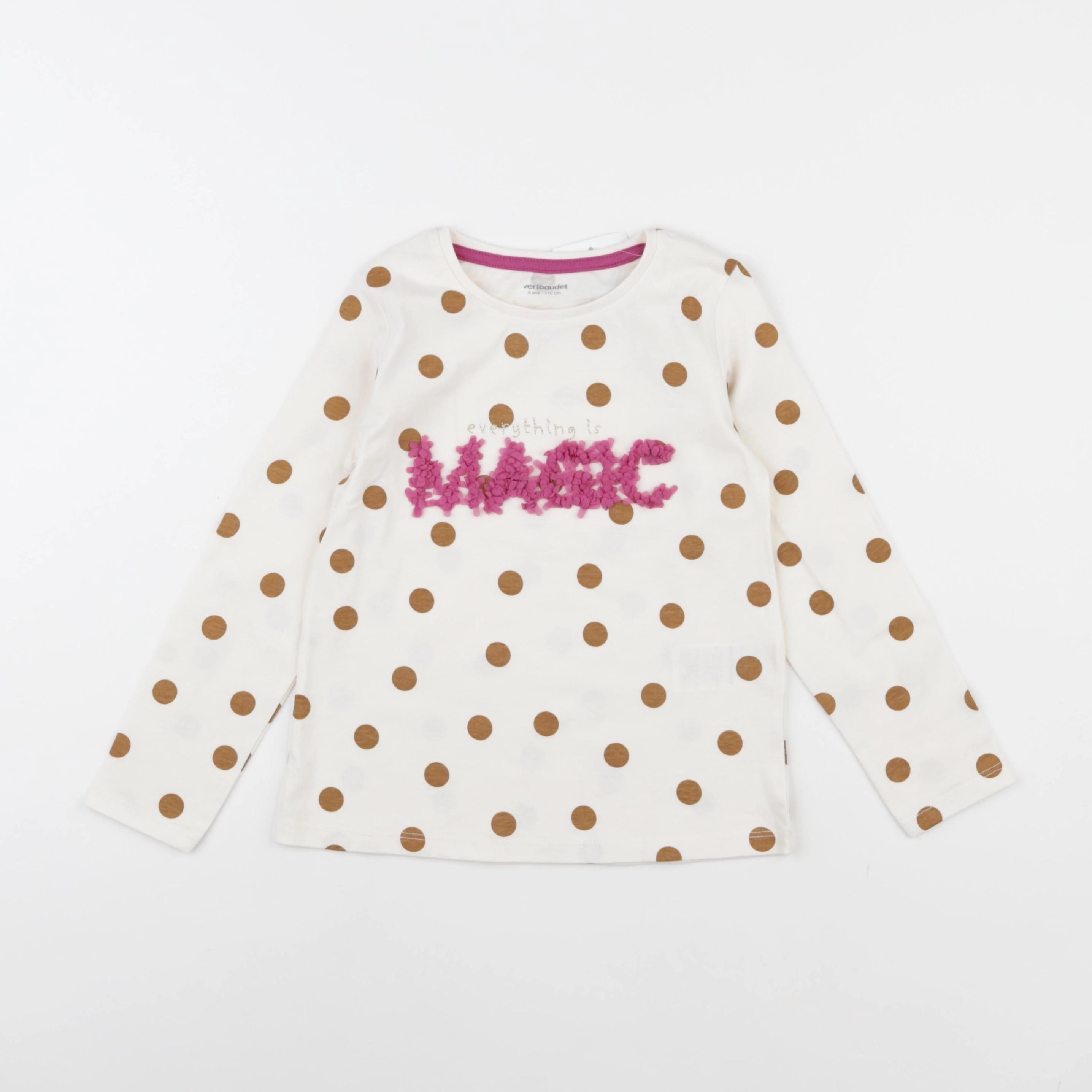 Vertbaudet - tee-shirt beige - 5 ans