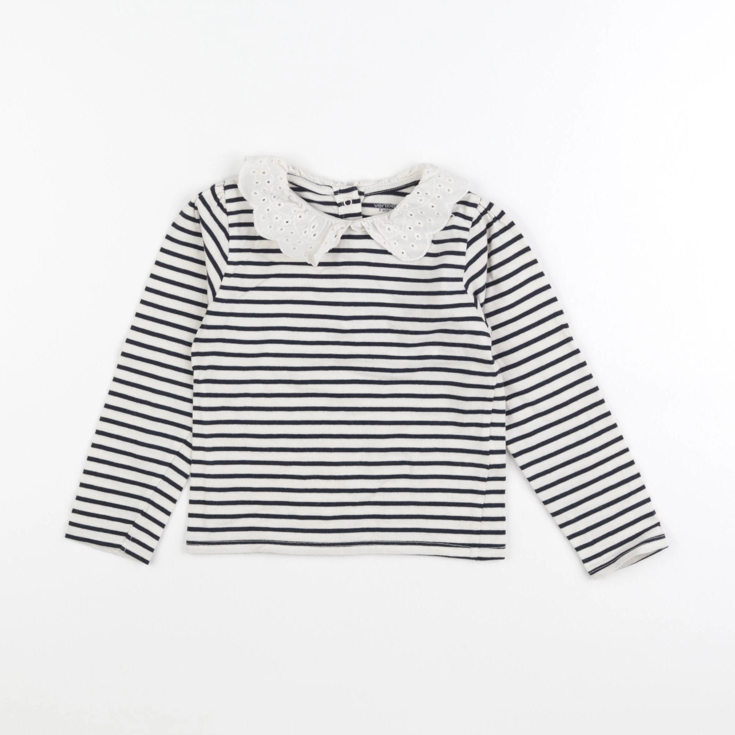 Vertbaudet - tee-shirt blanc, bleu - 3 ans
