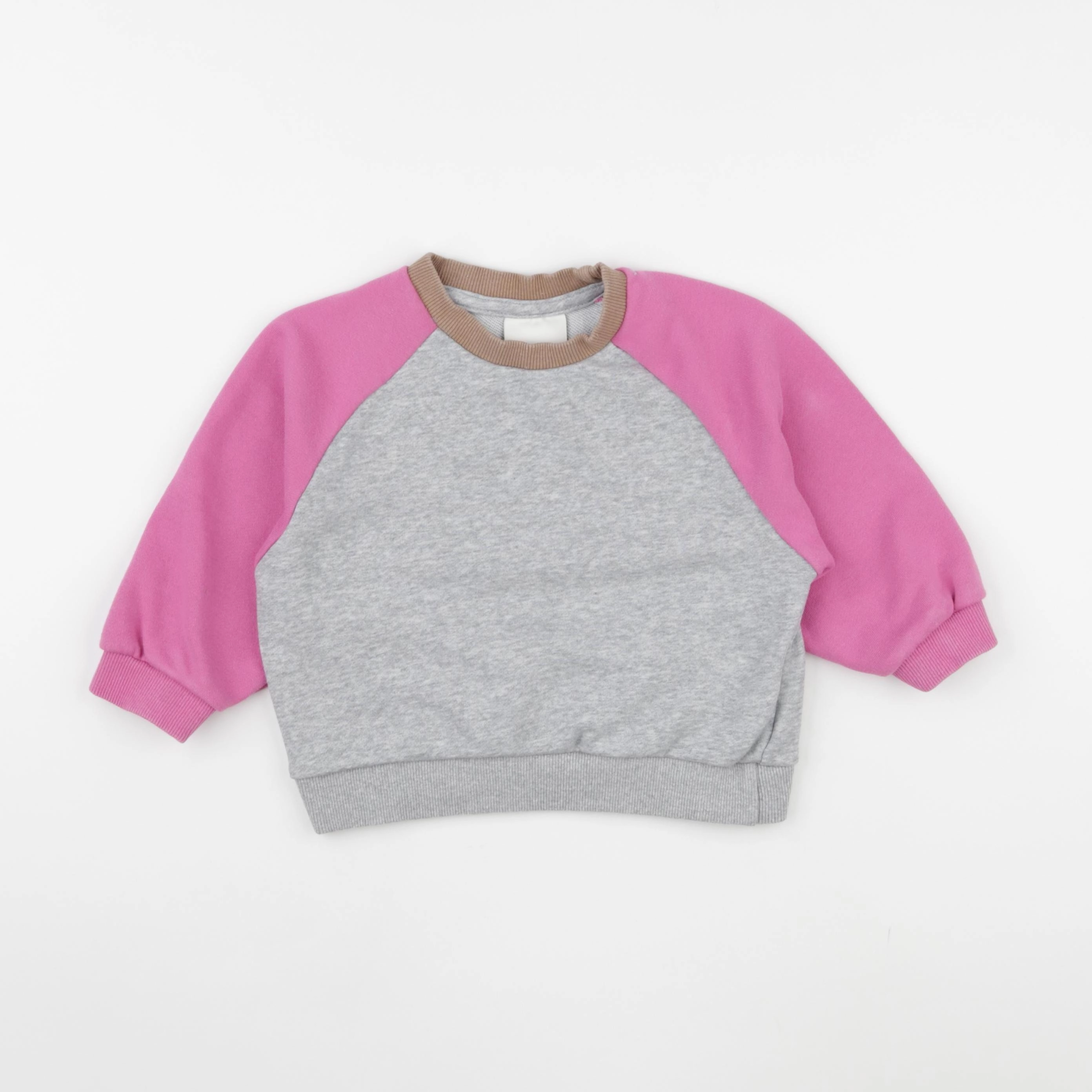 Gamin gamine - sweat gris, rose - 12/18 mois