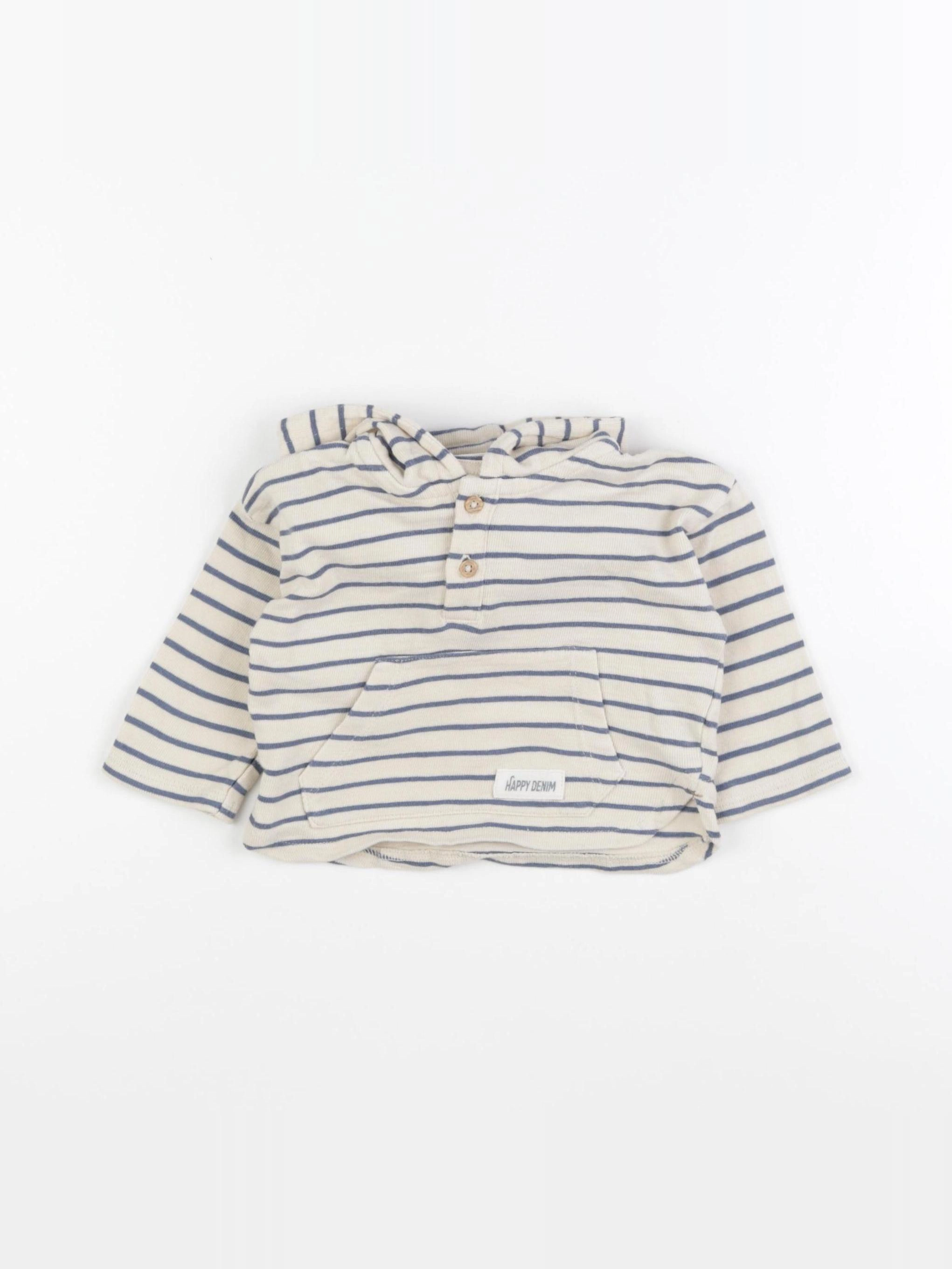Vertbaudet - tee-shirt beige, bleu - 9 mois