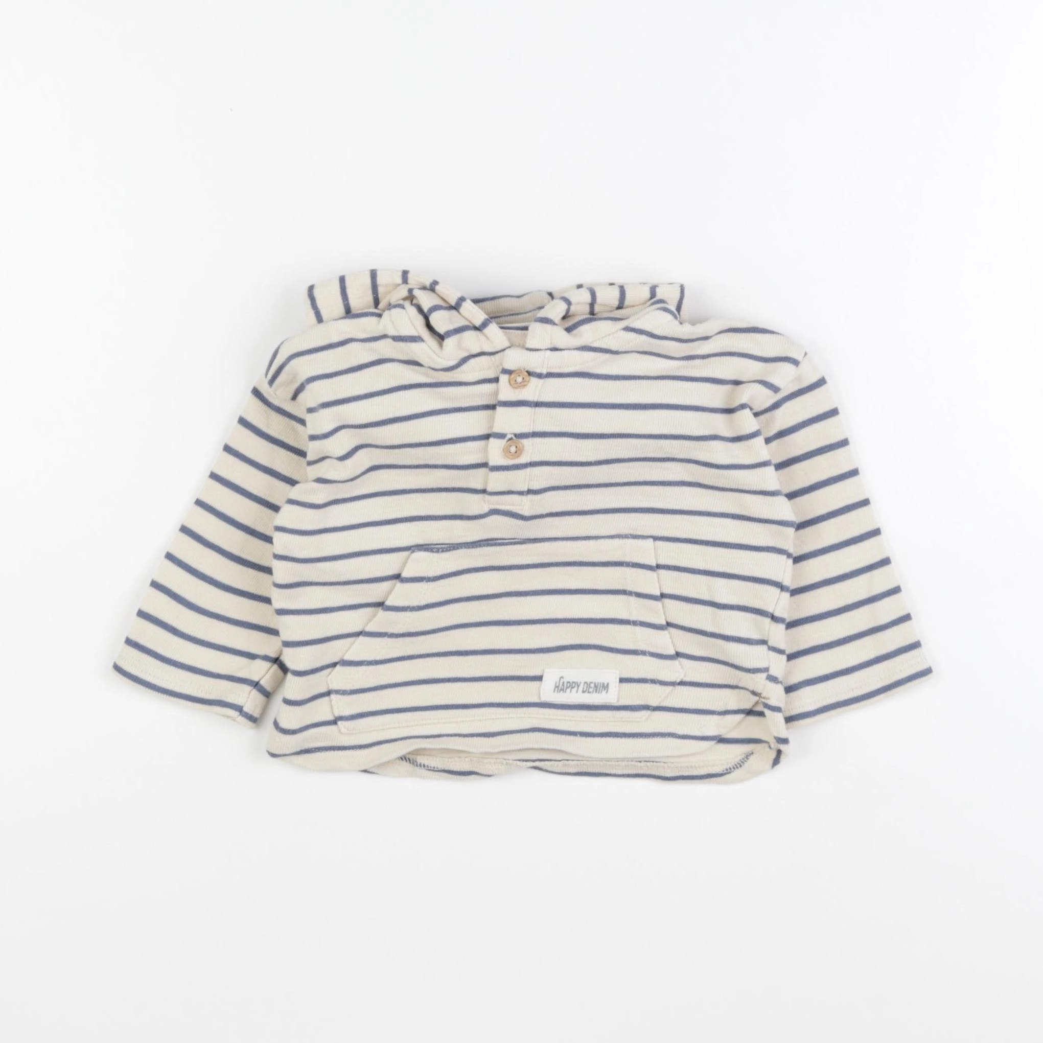 Vertbaudet - tee-shirt beige, bleu - 9 mois