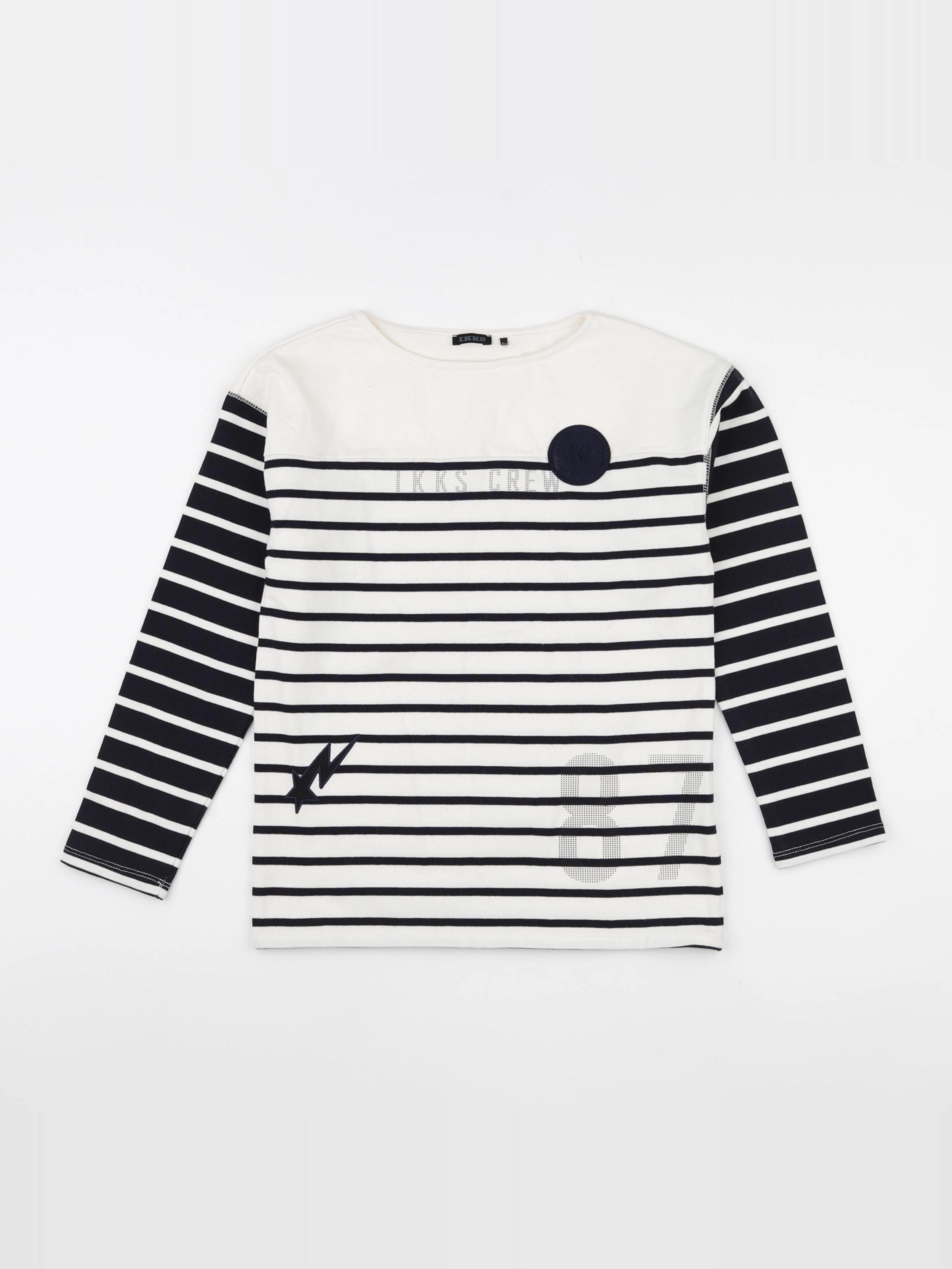 IKKS - tee-shirt blanc, bleu - 10 ans