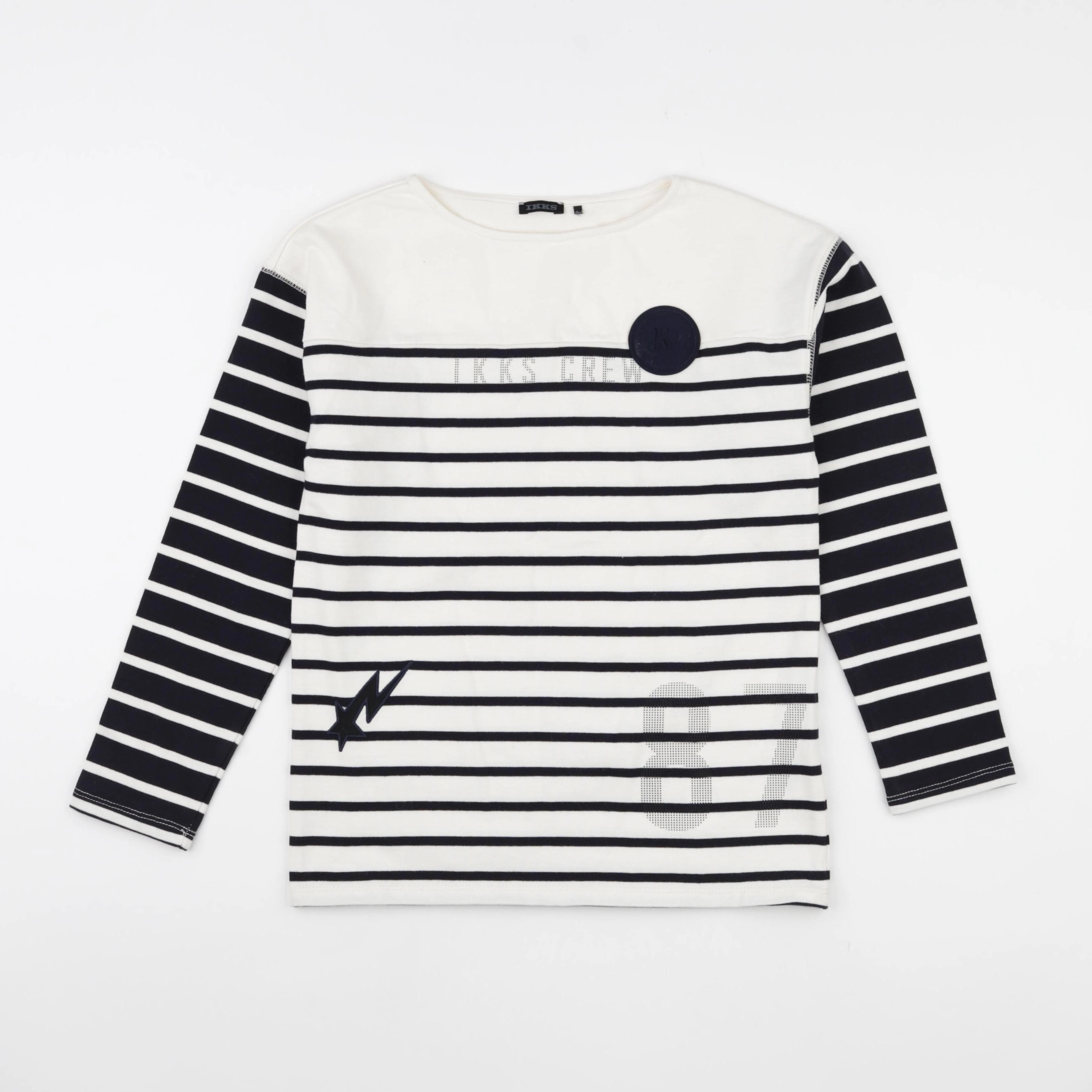 IKKS - tee-shirt blanc, bleu - 10 ans