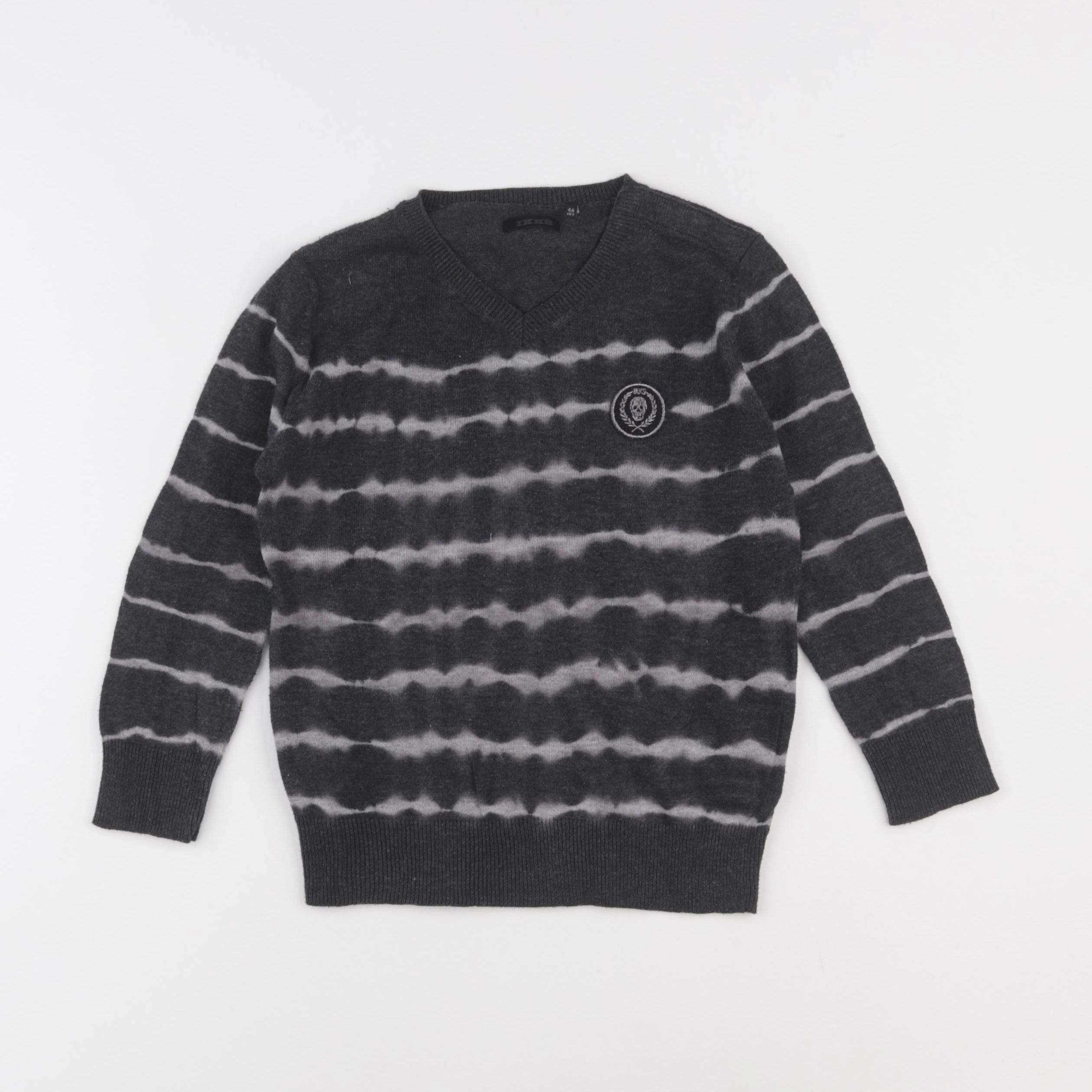 IKKS - pull gris, noir - 4 ans