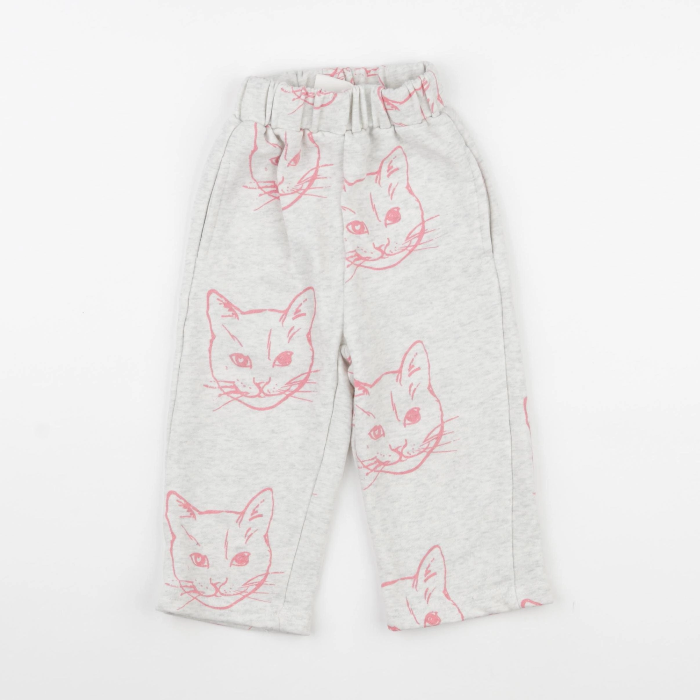 Gamin gamine - pantalon gris, rose - 12/18 mois