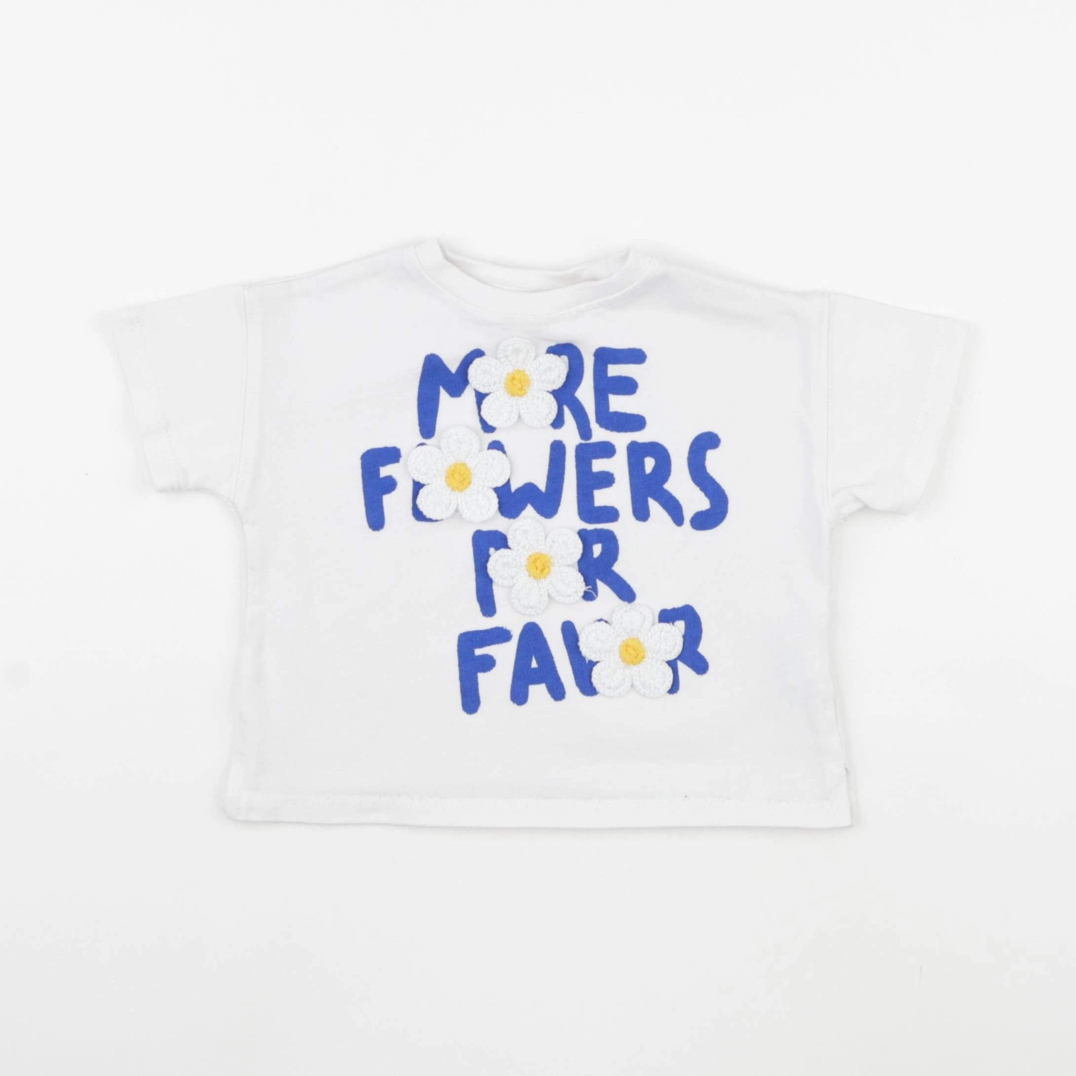Zara - tee-shirt blanc, bleu - 18 mois