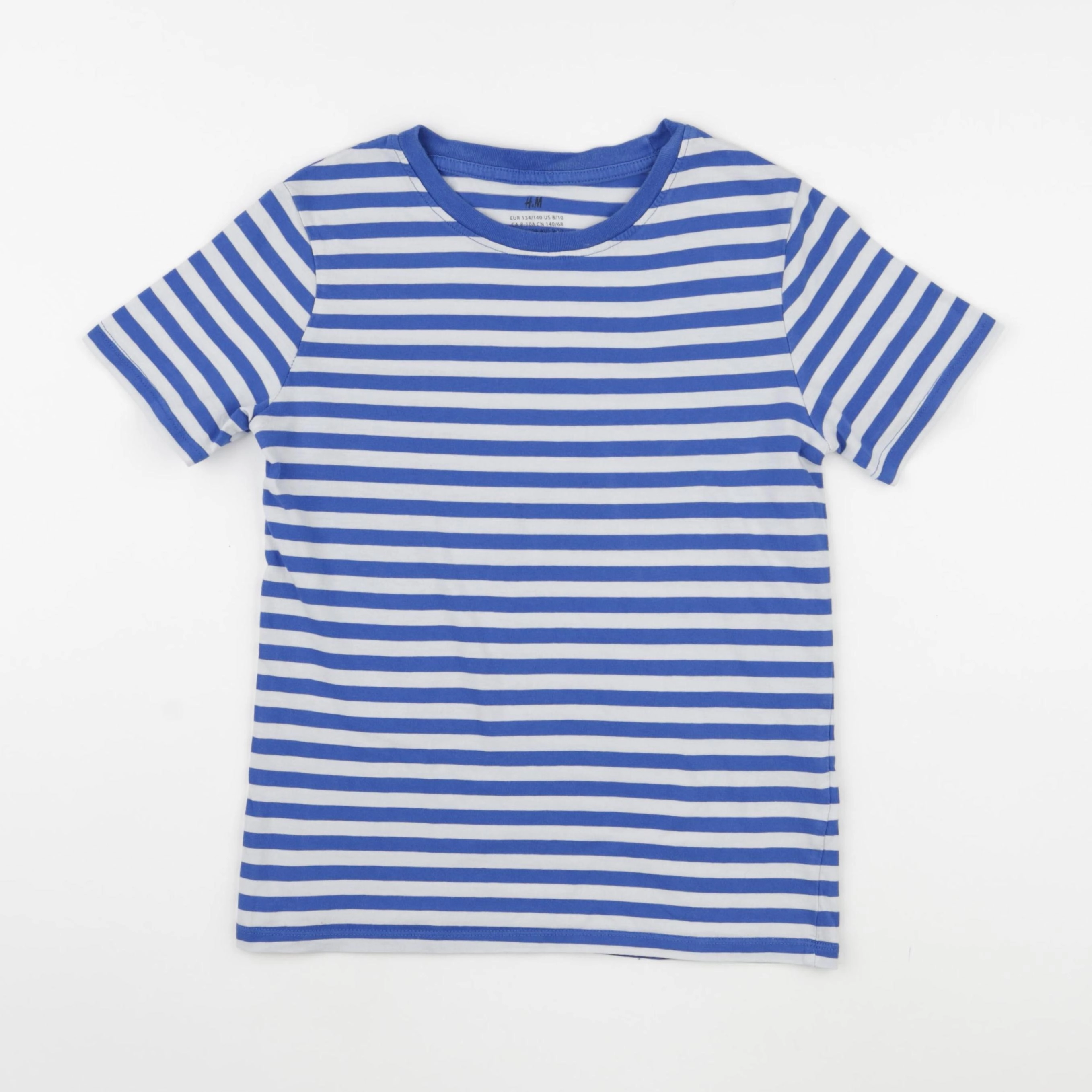H&M - tee-shirt blanc, bleu - 8/10 ans