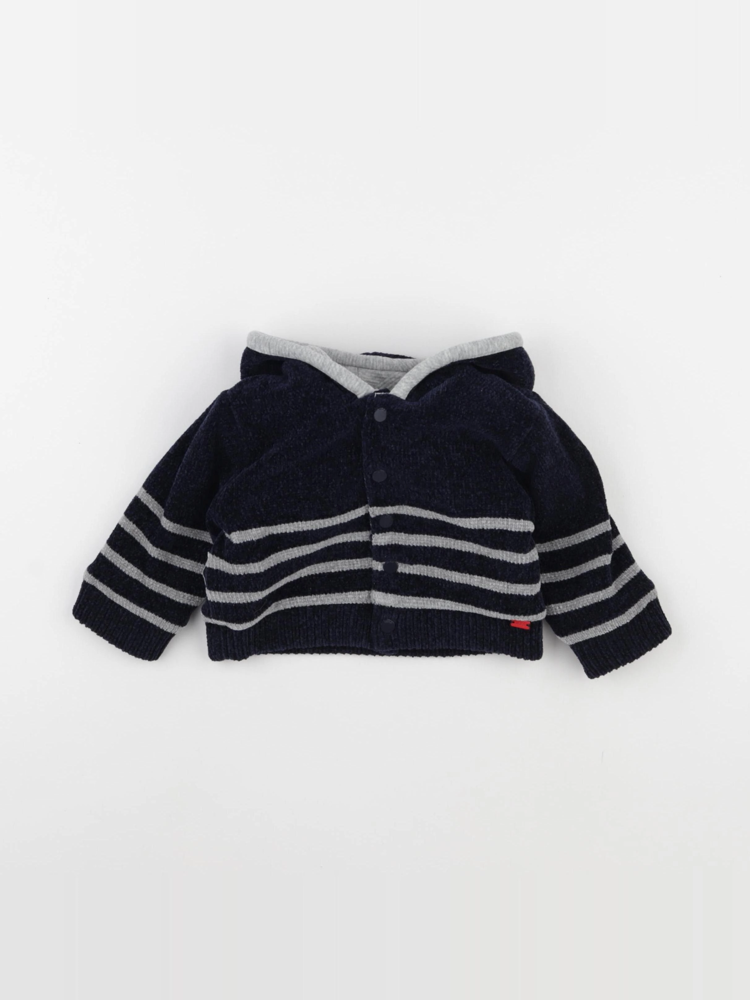 IKKS - gilet réversible bleu, gris - 6 mois
