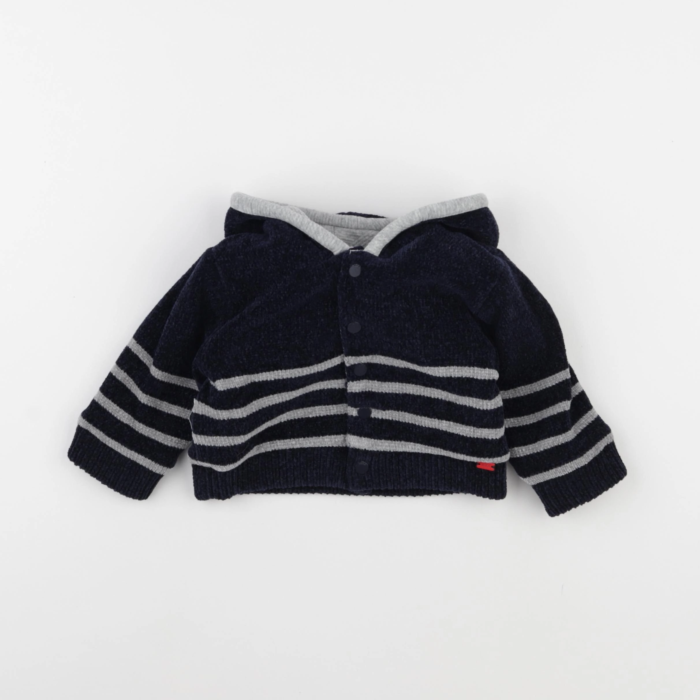 IKKS - gilet réversible bleu, gris - 6 mois